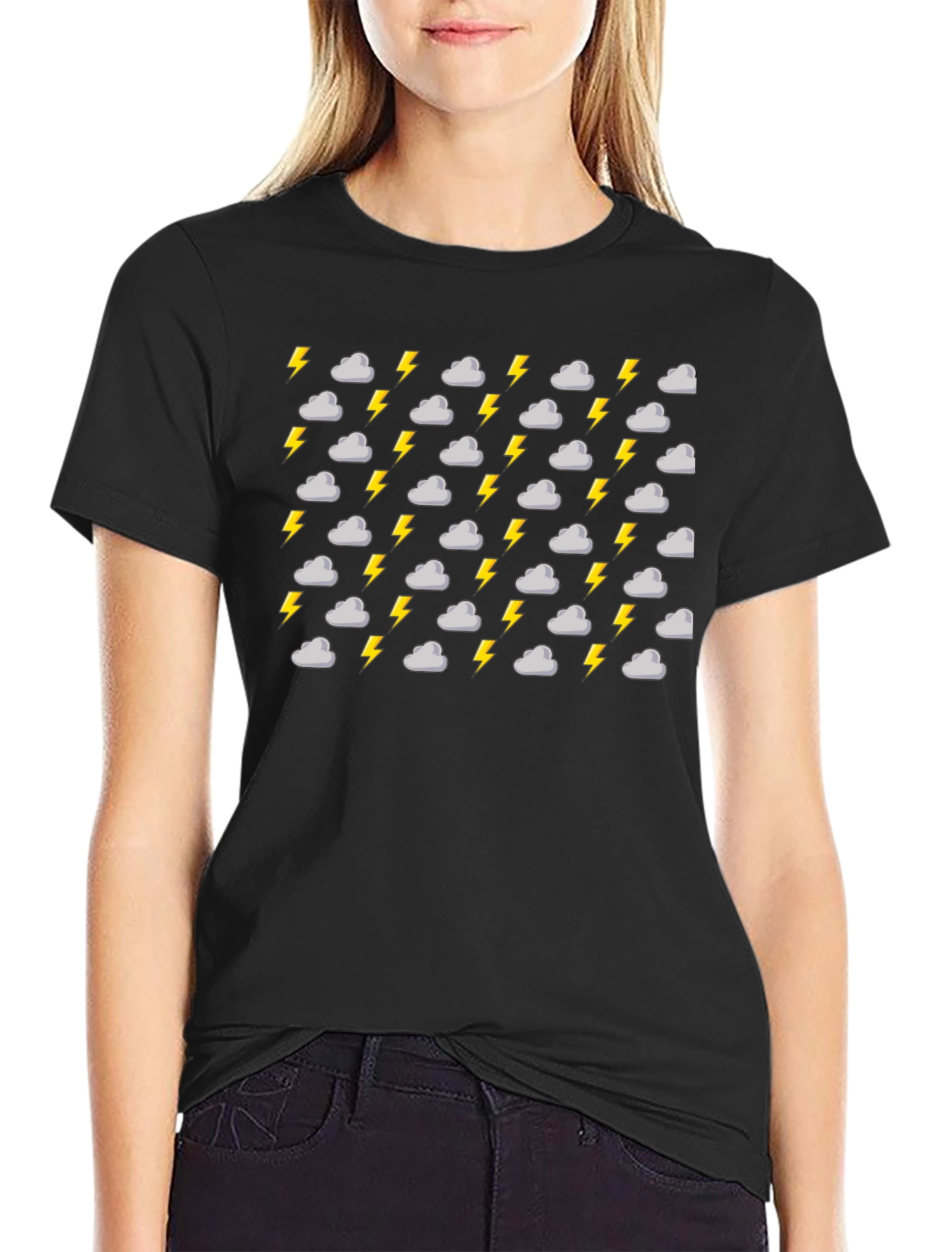 Stormy Weather Patterned Black T-Shirt