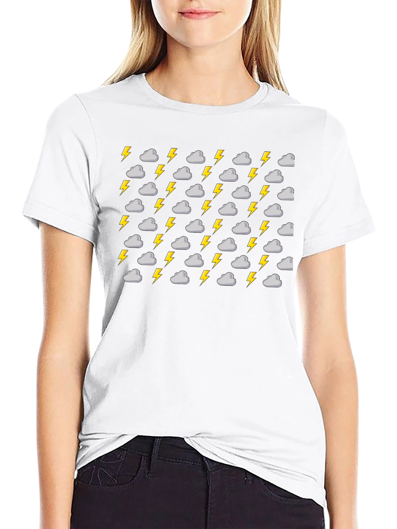 Stormy Weather Patterned Black T-Shirt