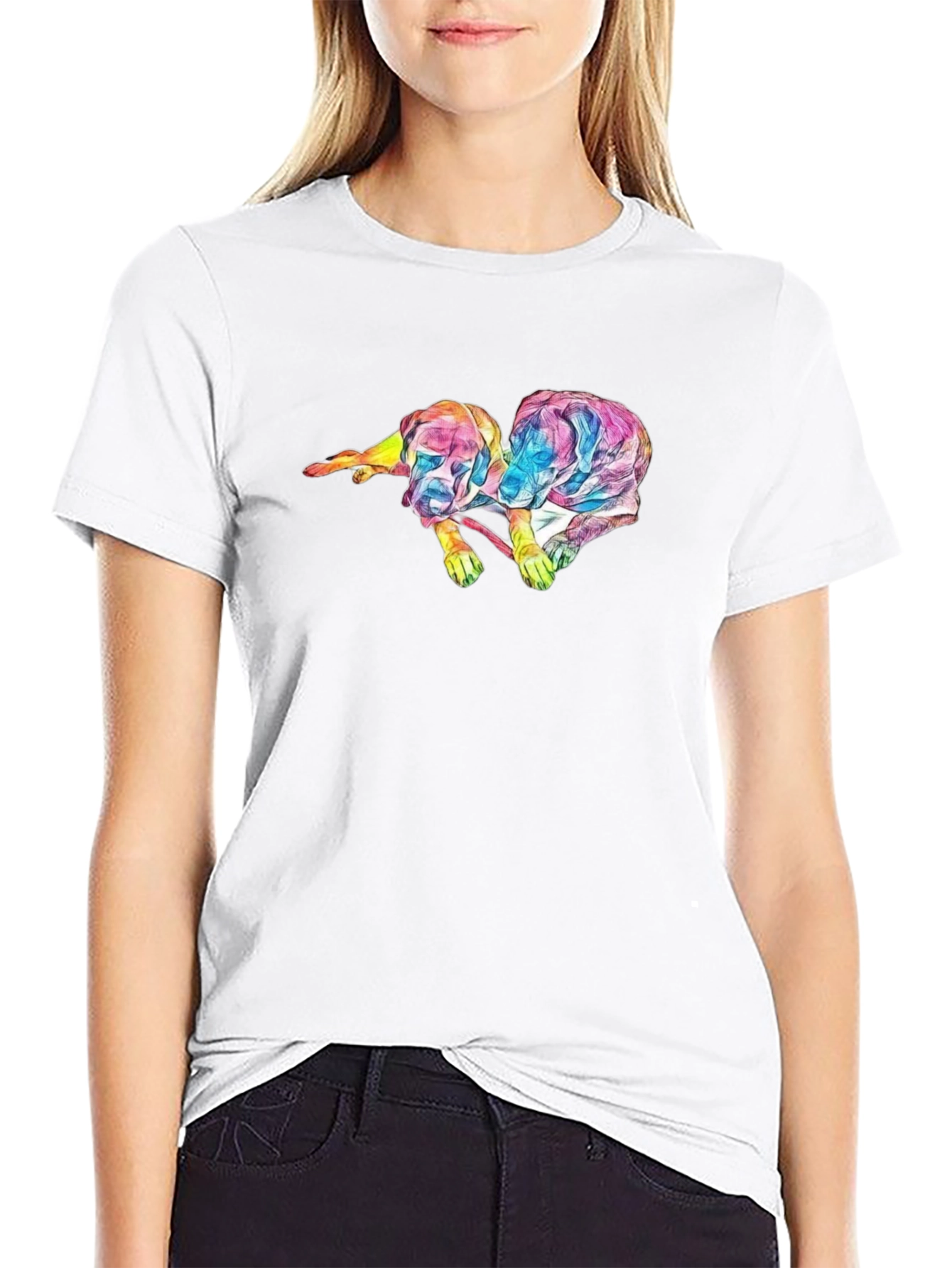 Abstract Dog Graphic Black T-Shirt