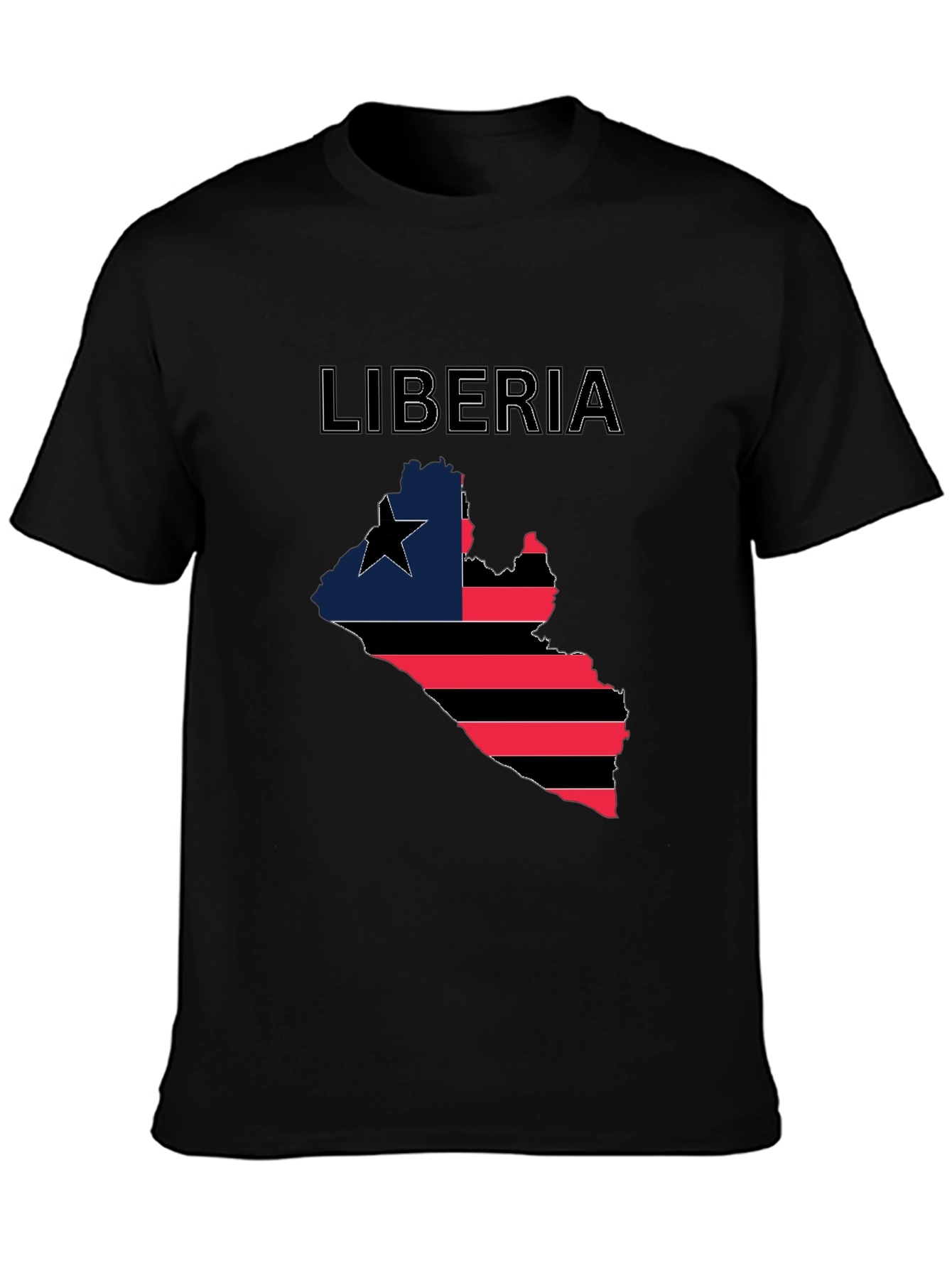 Liberia Flag Map T-Shirt - Black Pride Tee