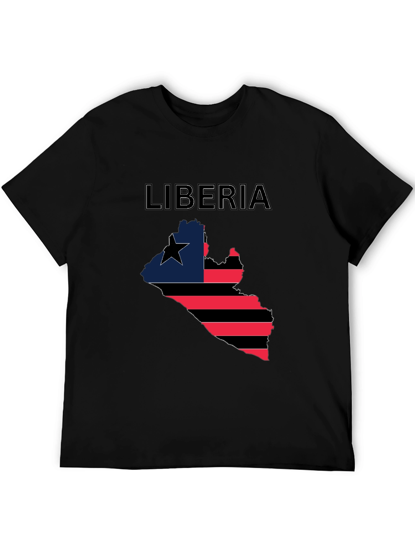 Liberia Flag Map T-Shirt - Black Pride Tee