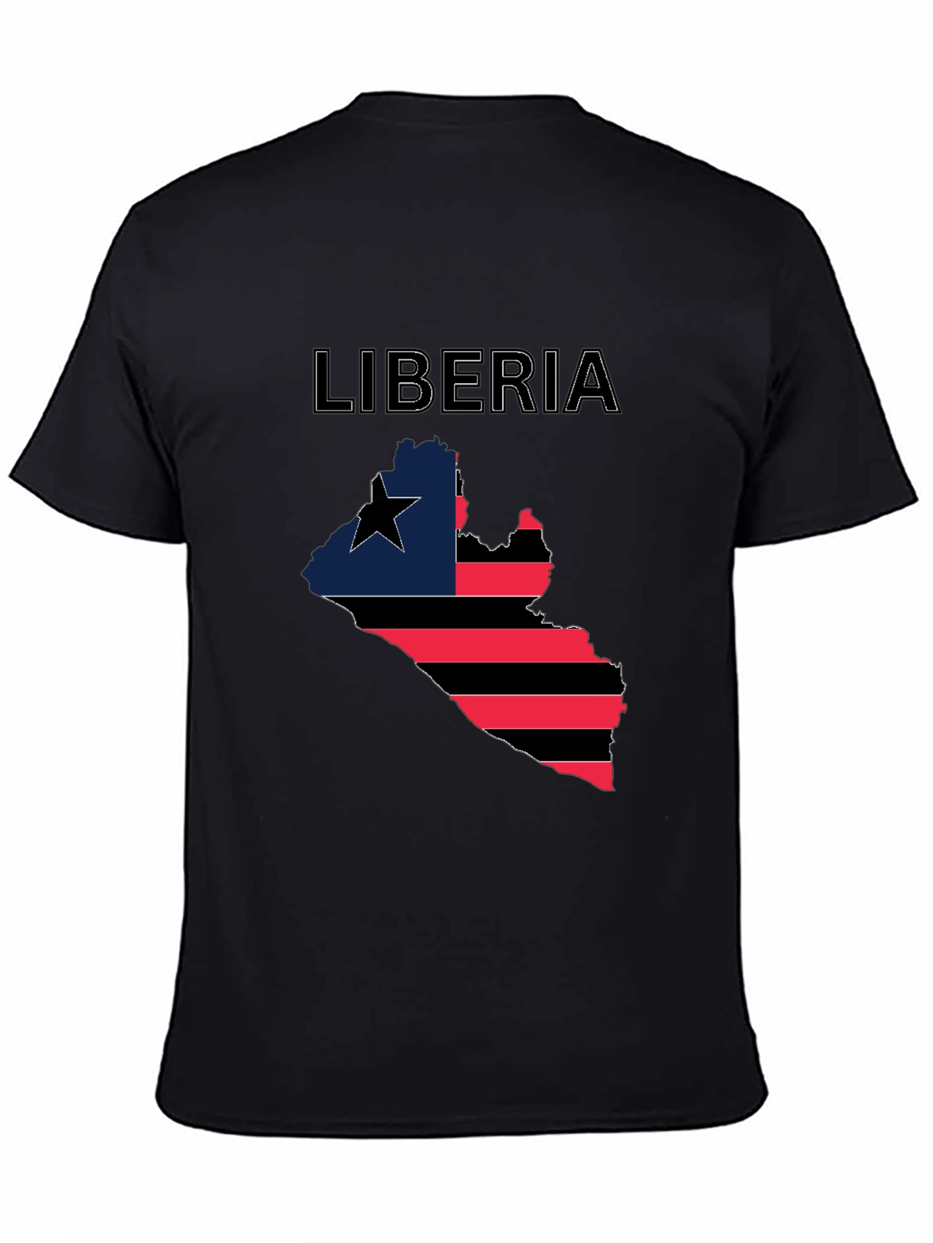 Liberia Flag Map T-Shirt - Black Pride Tee
