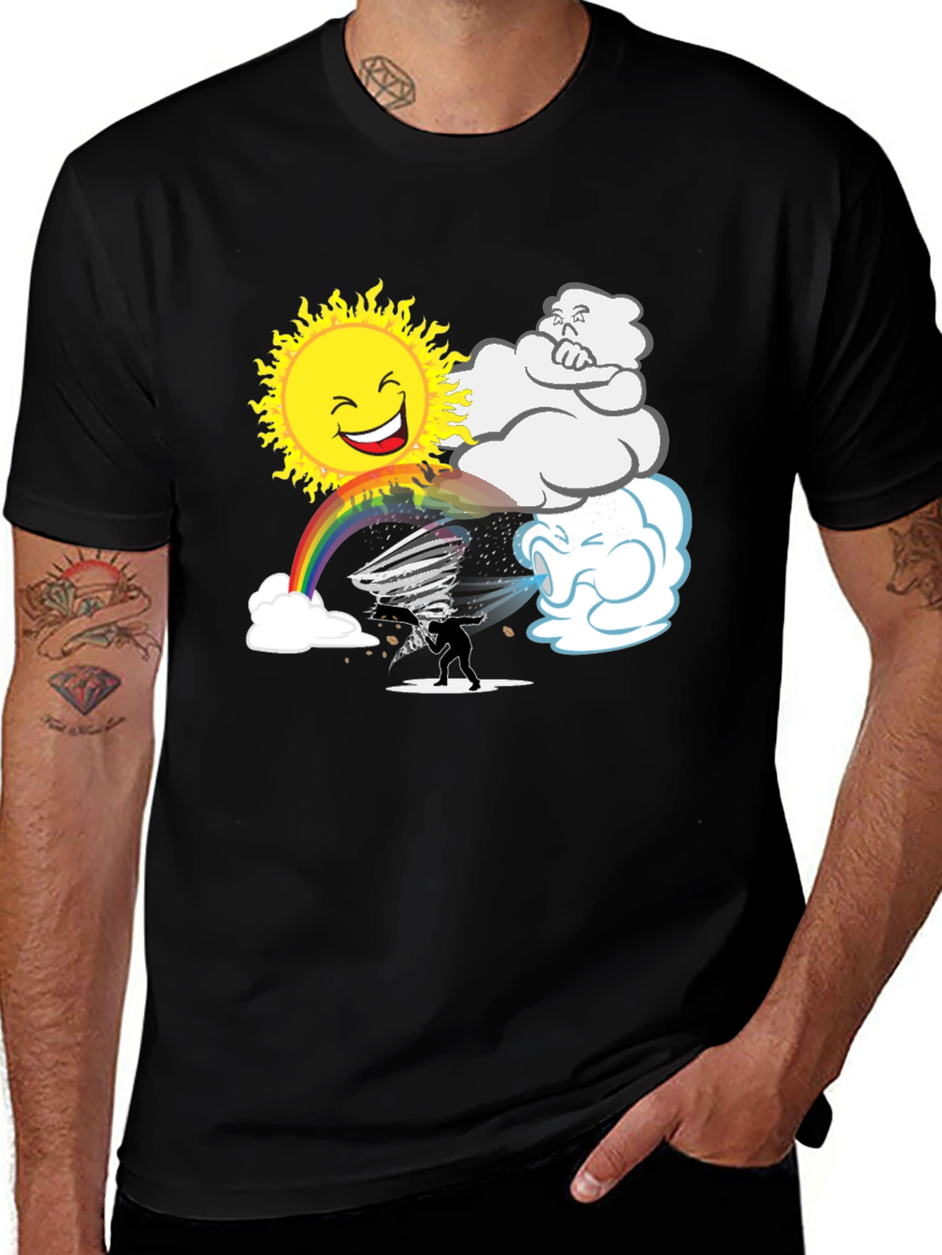 Weather Pattern Black Graphic T-Shirt