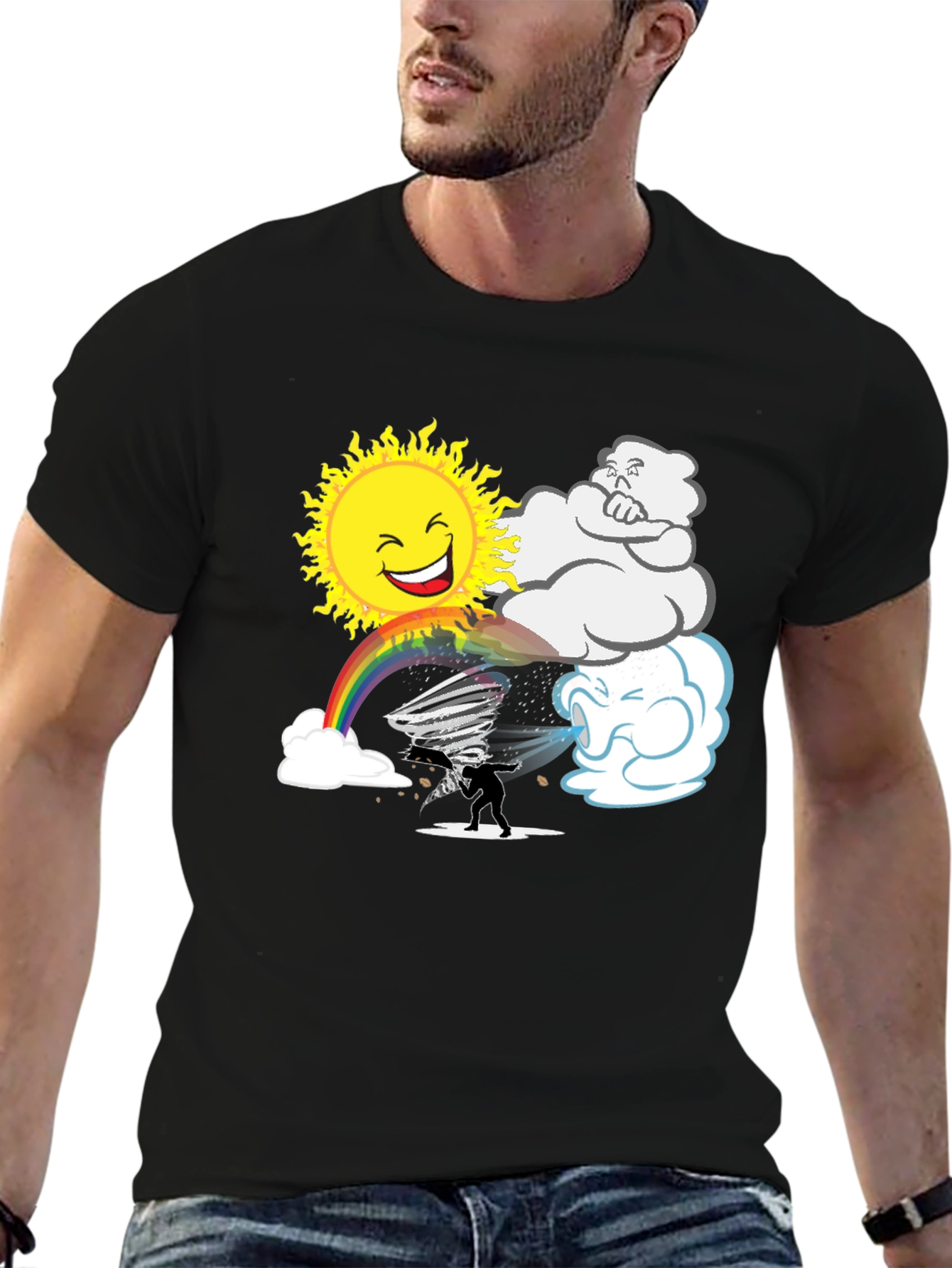 Weather Pattern Black Graphic T-Shirt