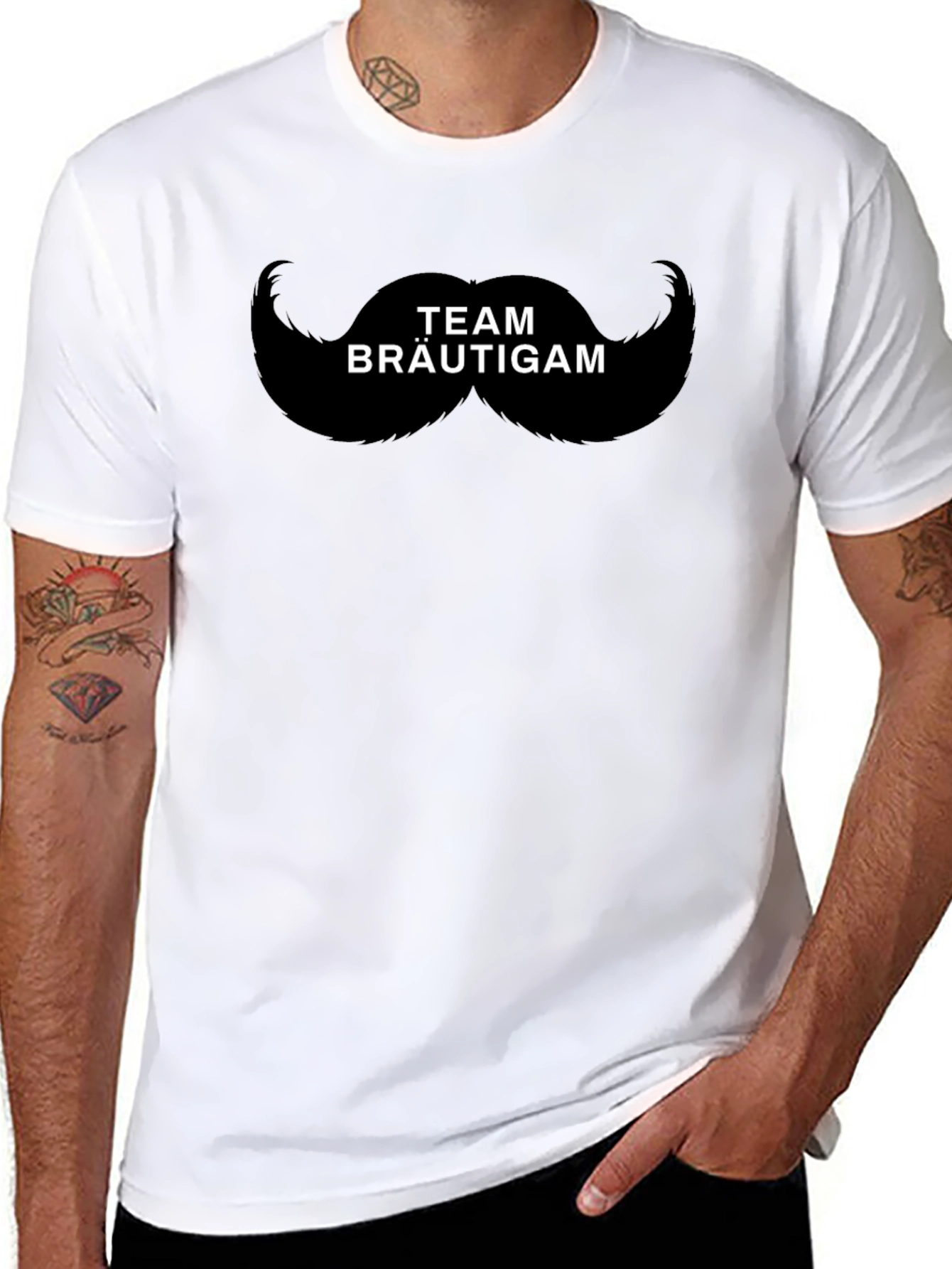 Team Bräutigam Mustache Graphic T-Shirt
