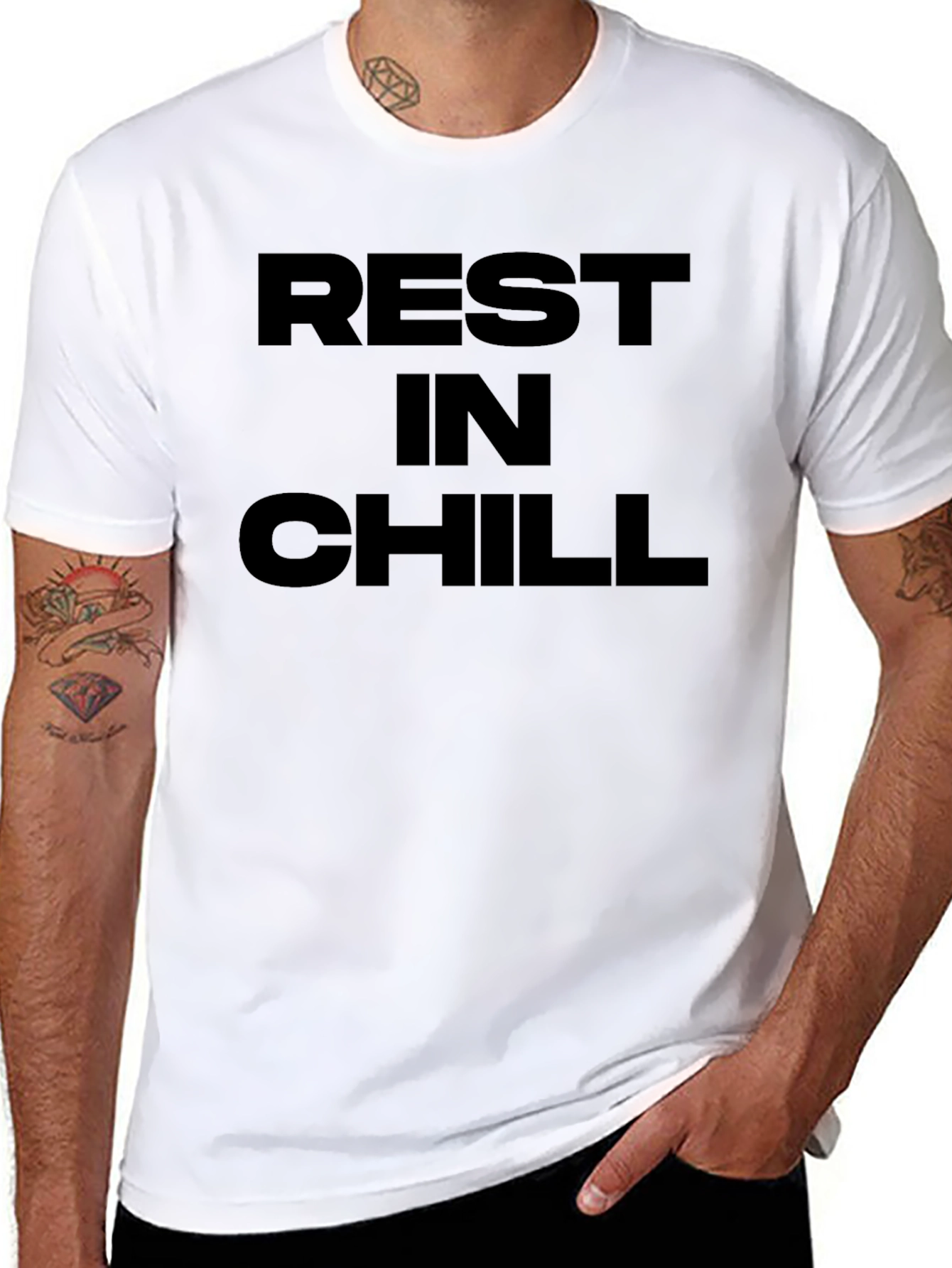 Rest In Chill Black Graphic Tee - Relaxed Style