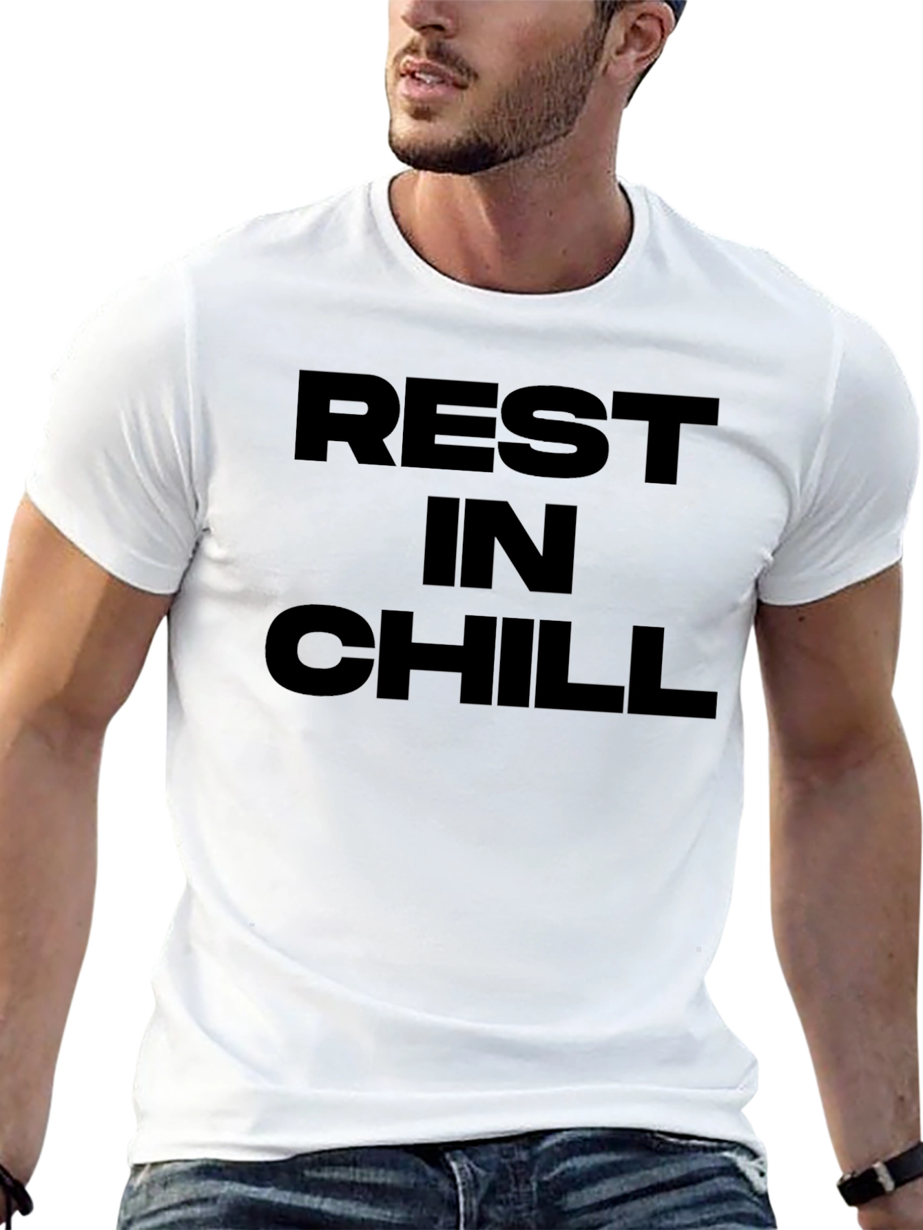 Rest In Chill Black Graphic Tee - Relaxed Style