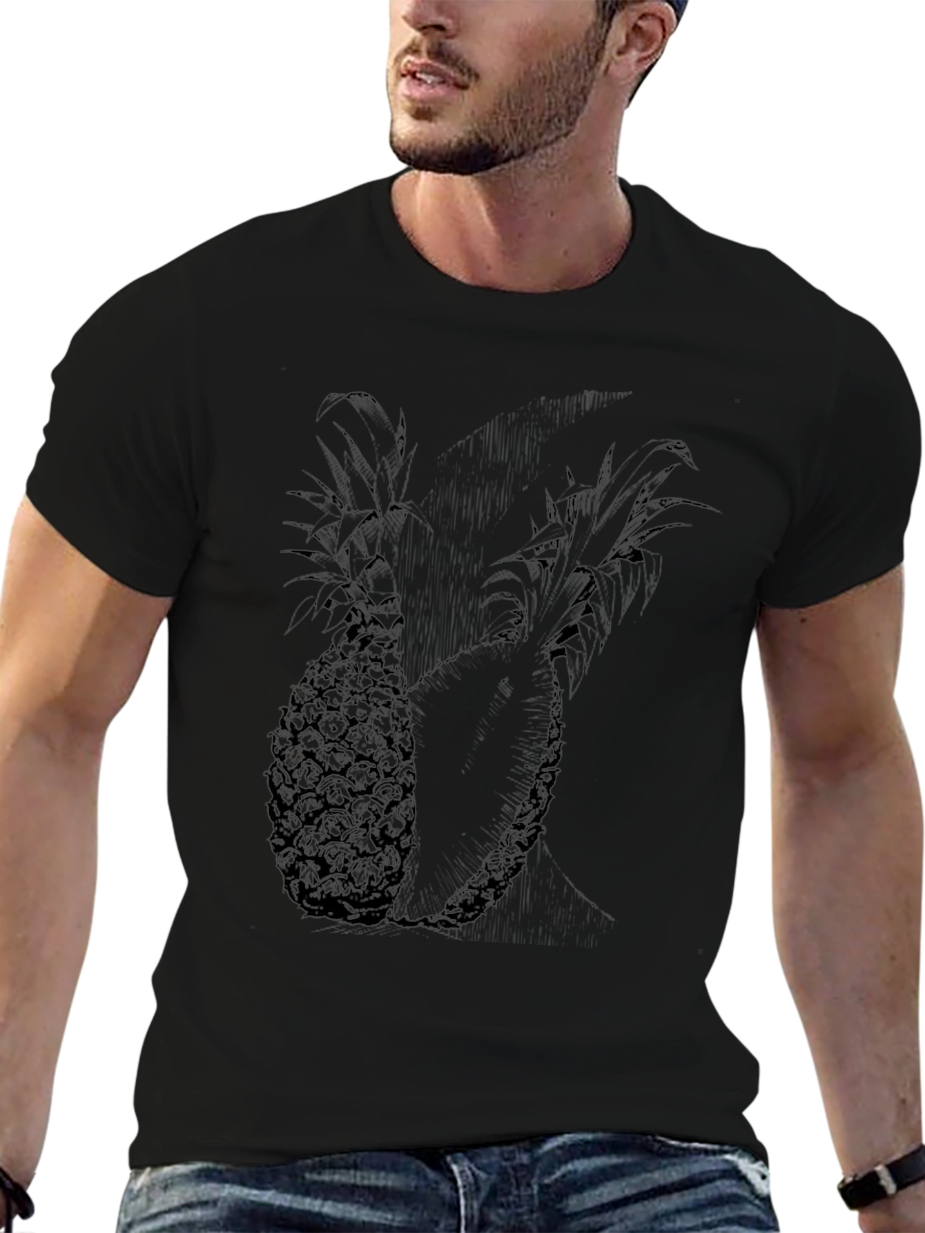 Pineapple Graphic Black Tee