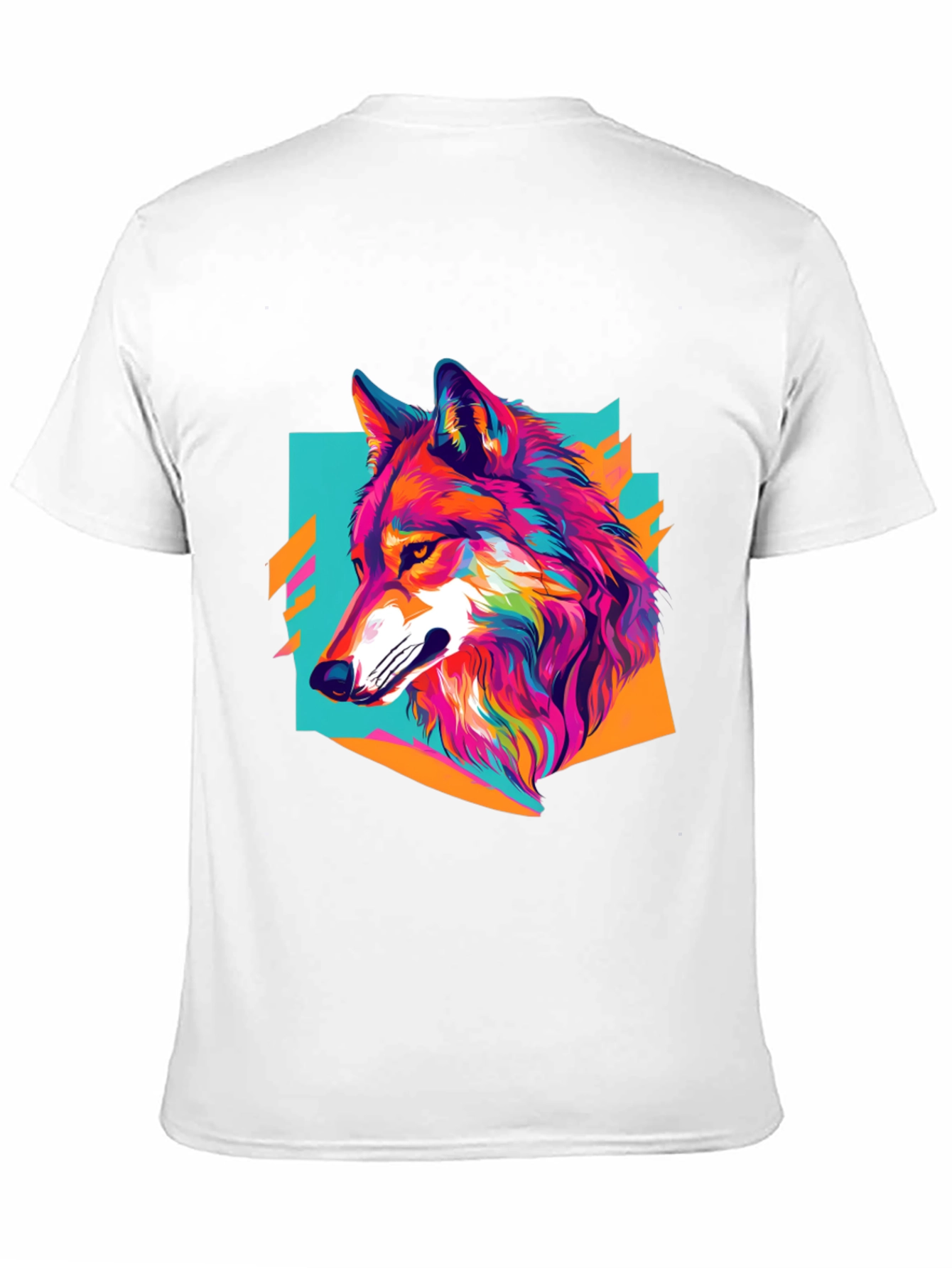 Vibrant Wolf Graphic Tee - Black Cotton Blend Shirt