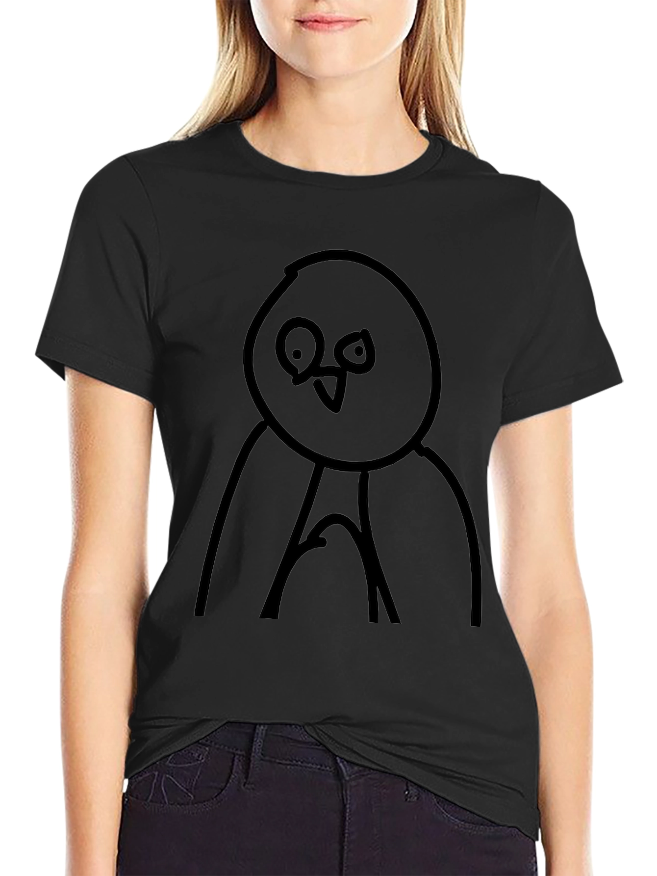 Abstract Bird Graphic Tee - Mens Black Casual Shirt