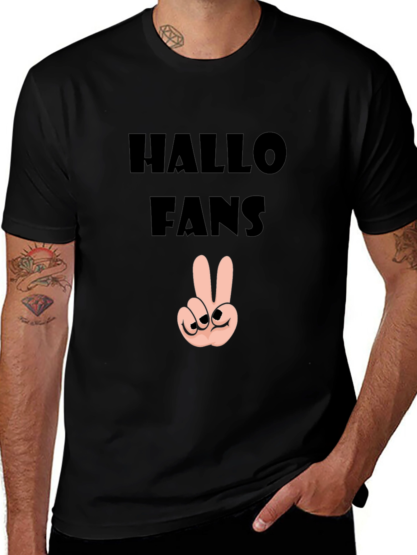 Hallo Fans Black Graphic Tee