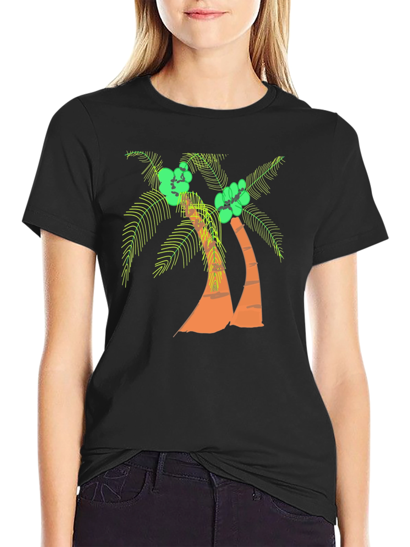 Tropical Palm Tree Black Graphic Tee