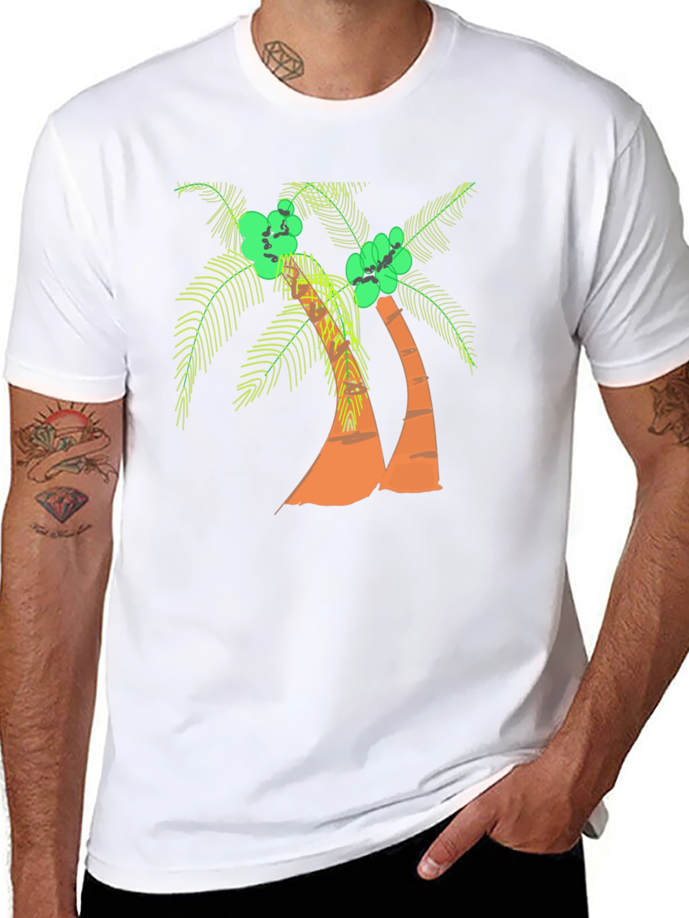 Tropical Palm Tree Black Graphic Tee