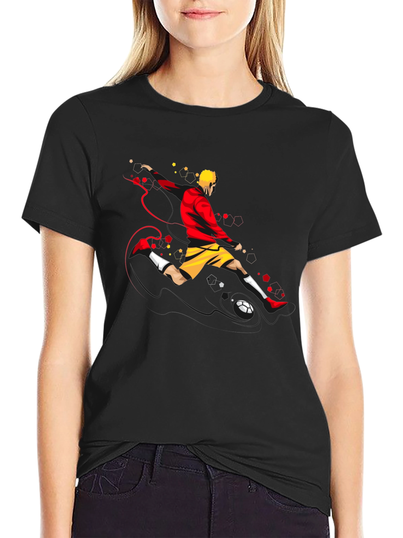 Mens Soccer Graphic Tee - Black Stylish Comfort