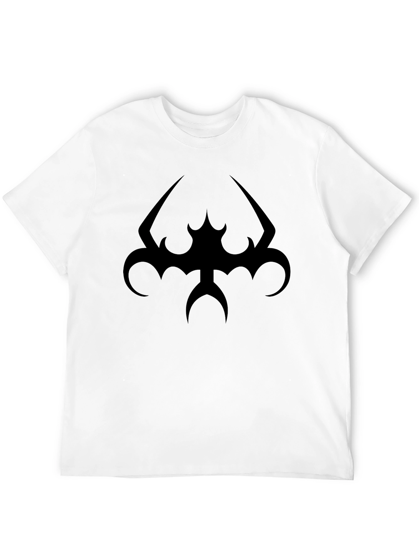 Black Tee with Tribal Bat Design