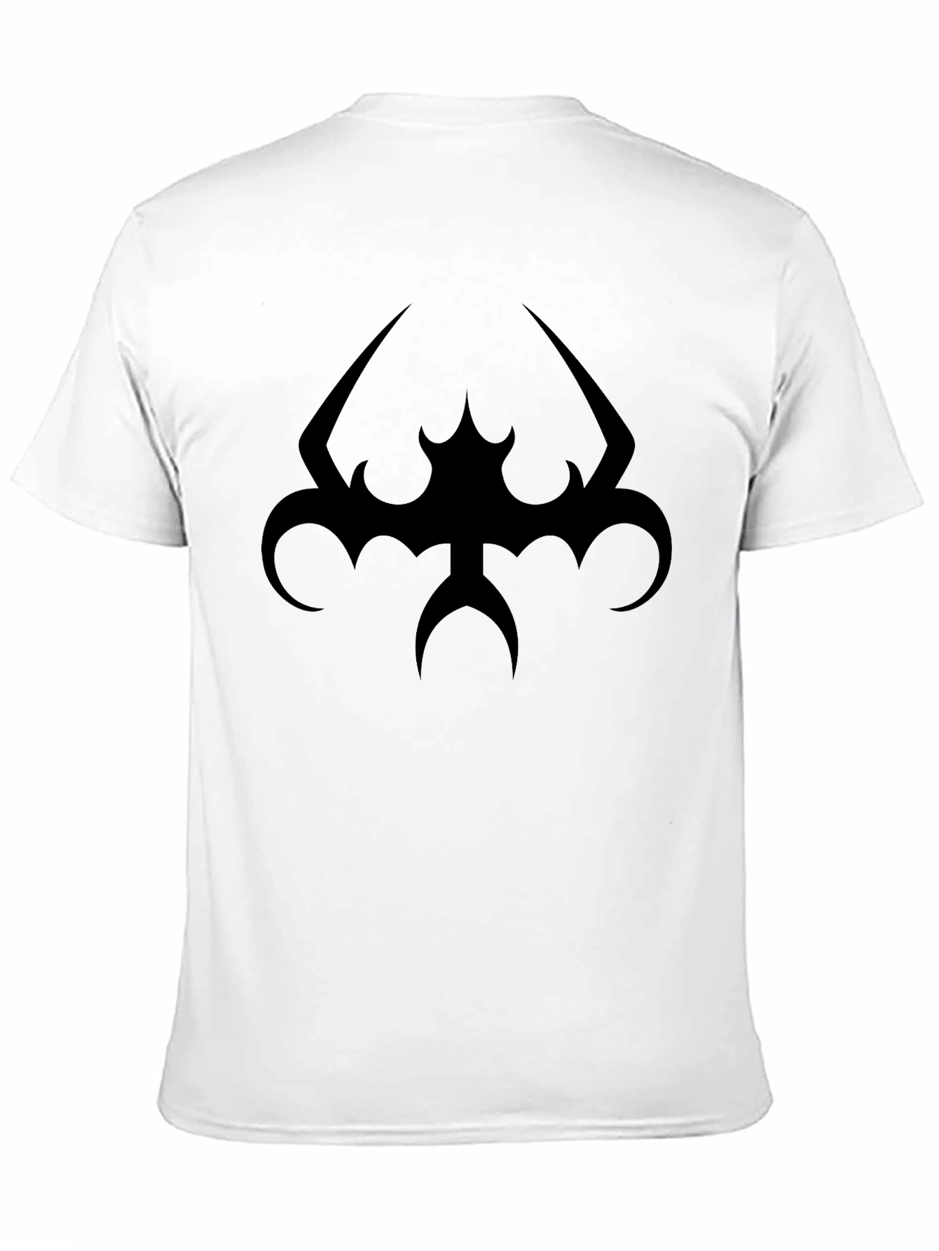 Black Tee with Tribal Bat Design