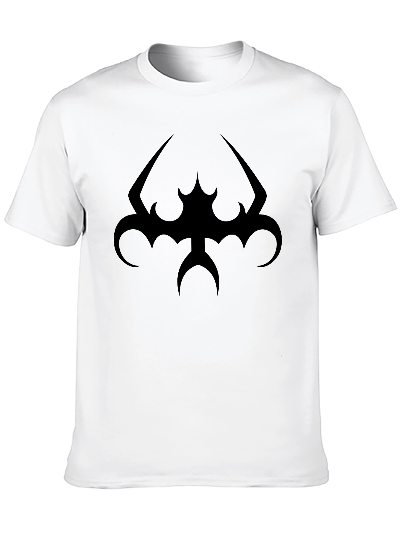 Black Tee with Tribal Bat Design
