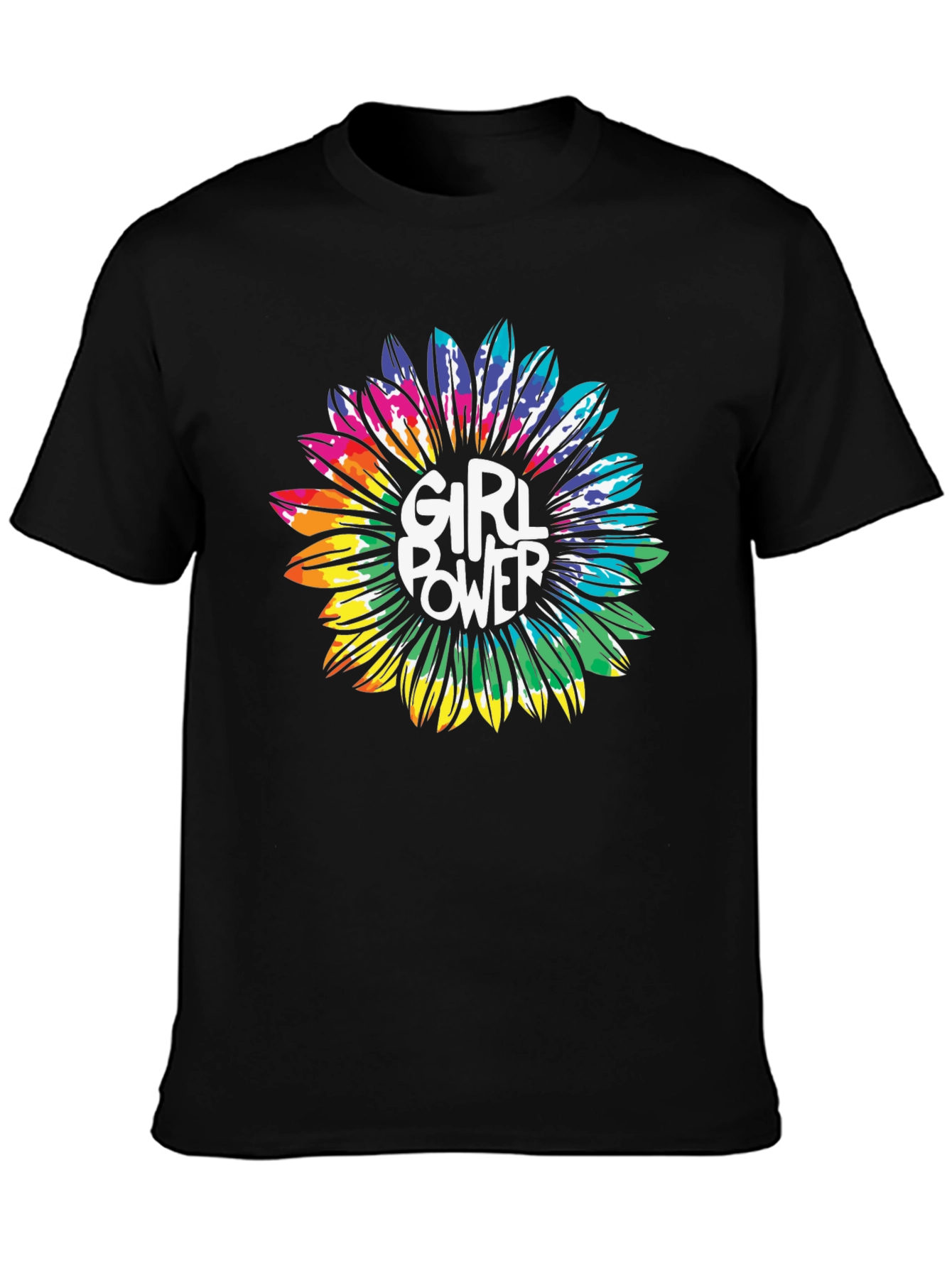 Girl Power Sunflower Graphic Tee - Black T-Shirt