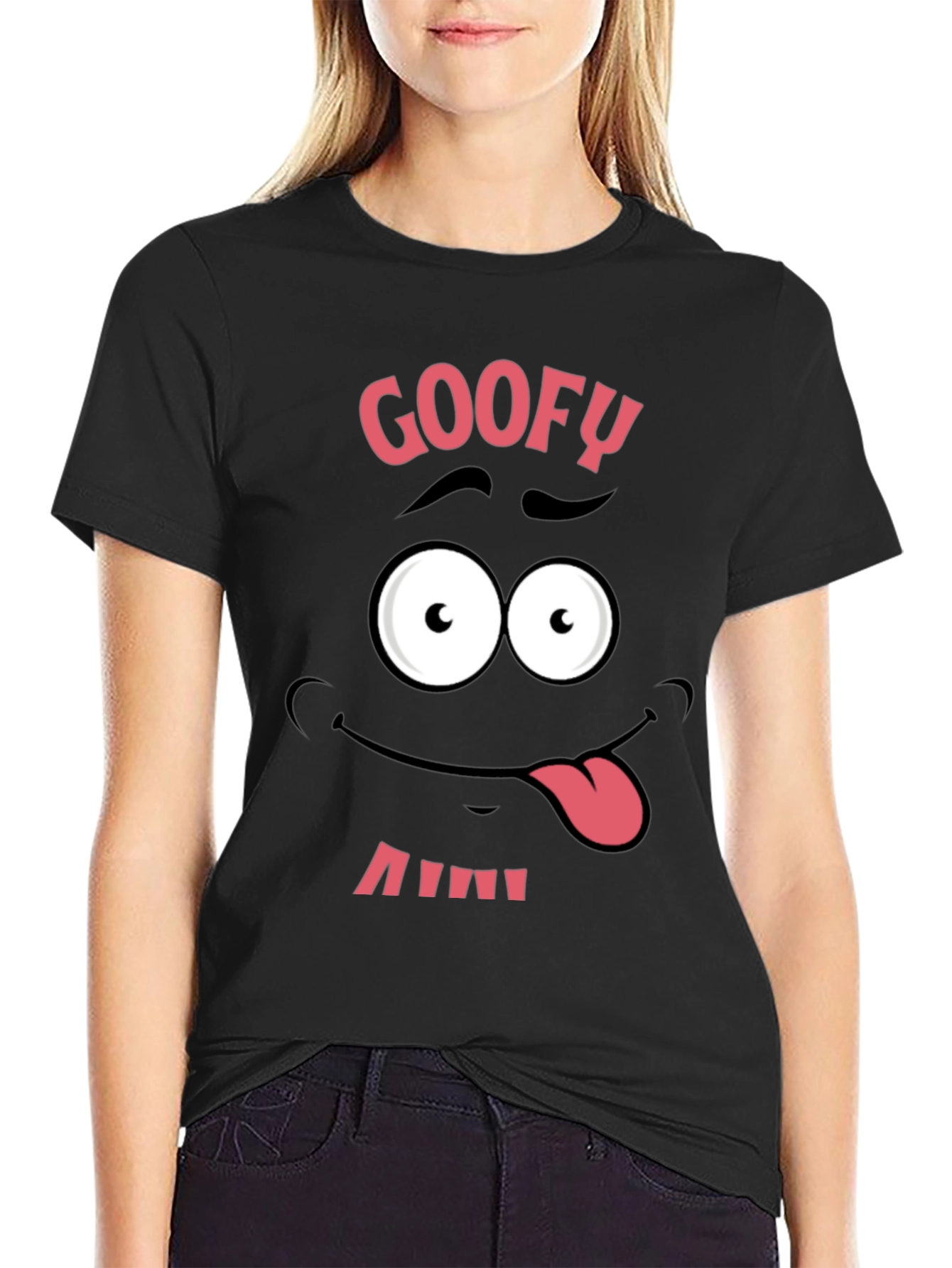 Funny Goofy Face Graphic Tee - Black