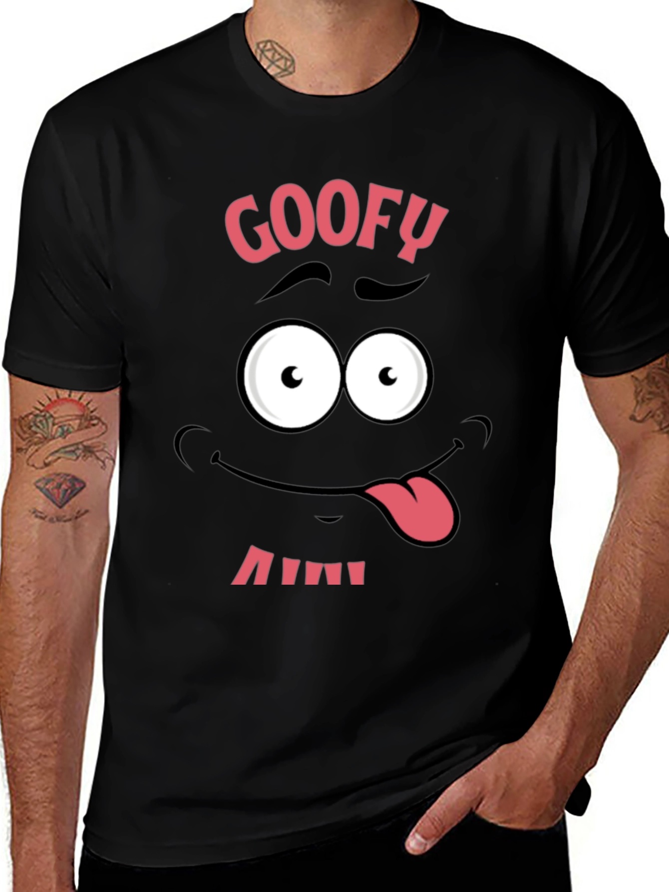 Funny Goofy Face Graphic Tee - Black