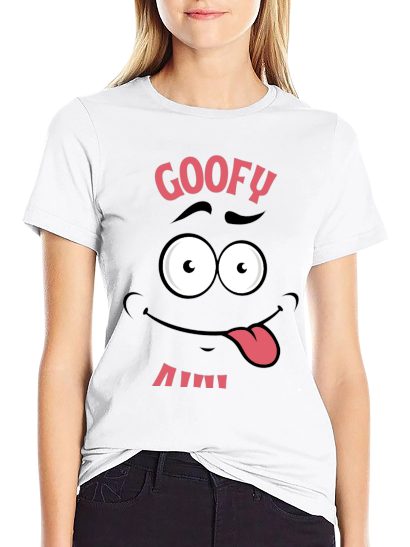 Funny Goofy Face Graphic Tee - Black