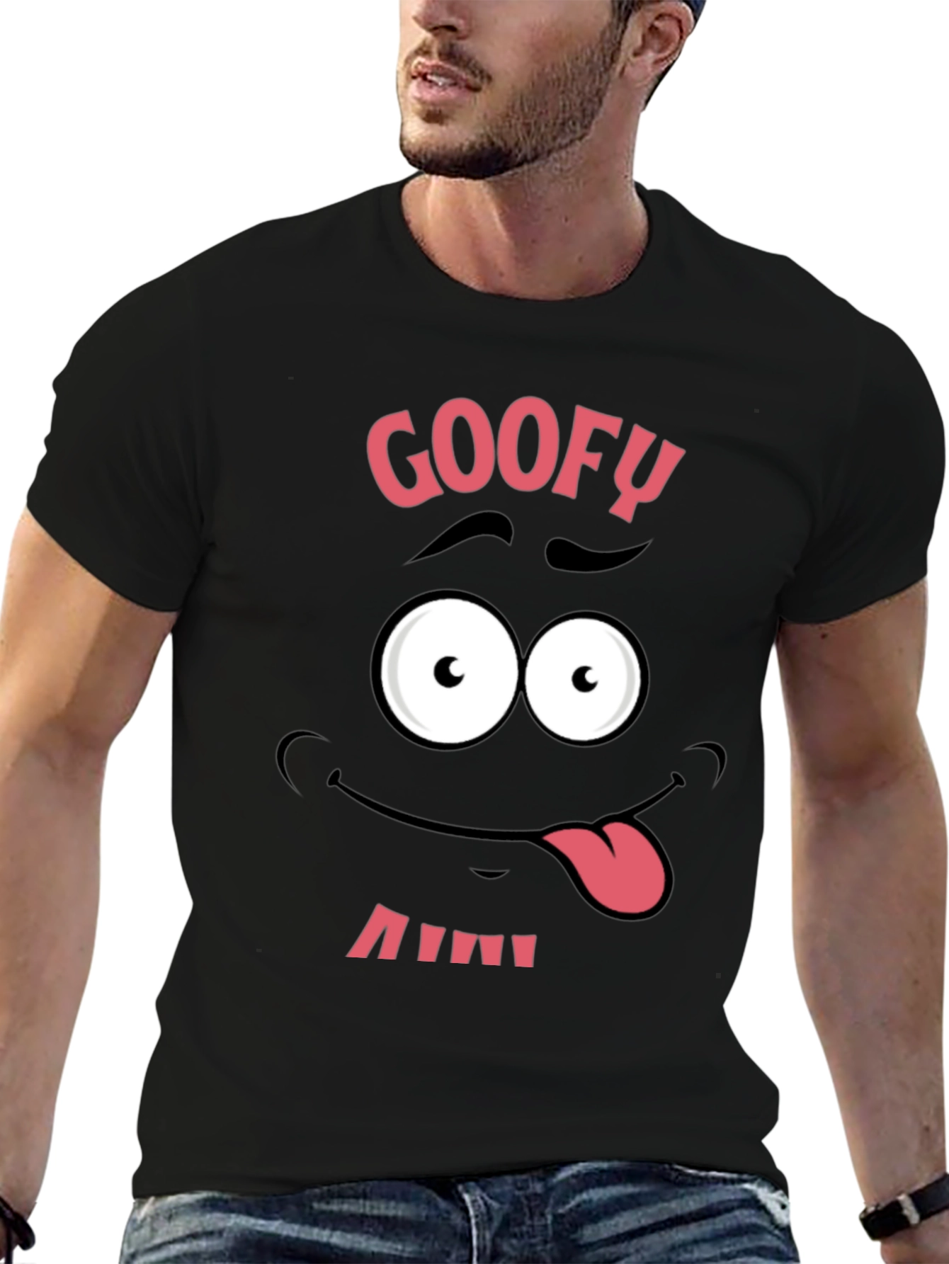 Funny Goofy Face Graphic Tee - Black