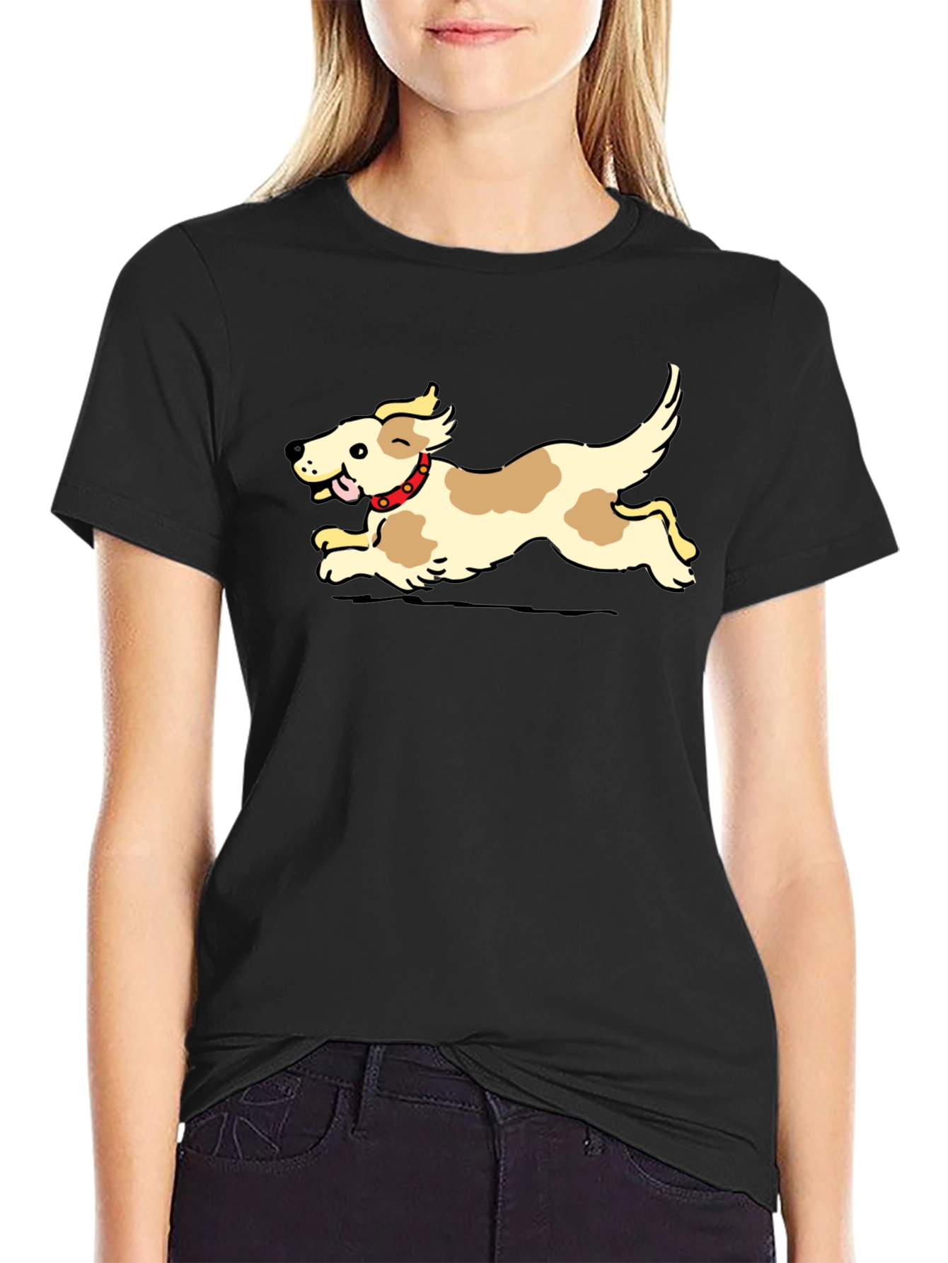 Dog Graphic Black T-Shirt - Playful Pup Tee