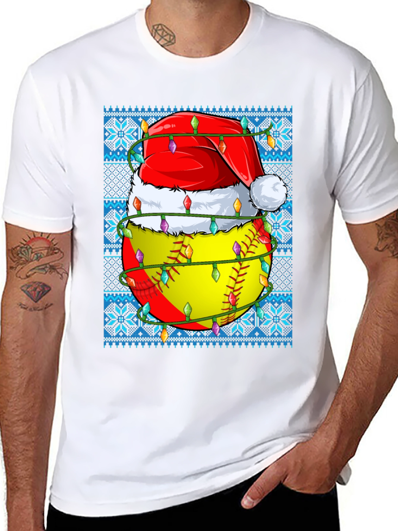 Festive Softball Christmas T-Shirt