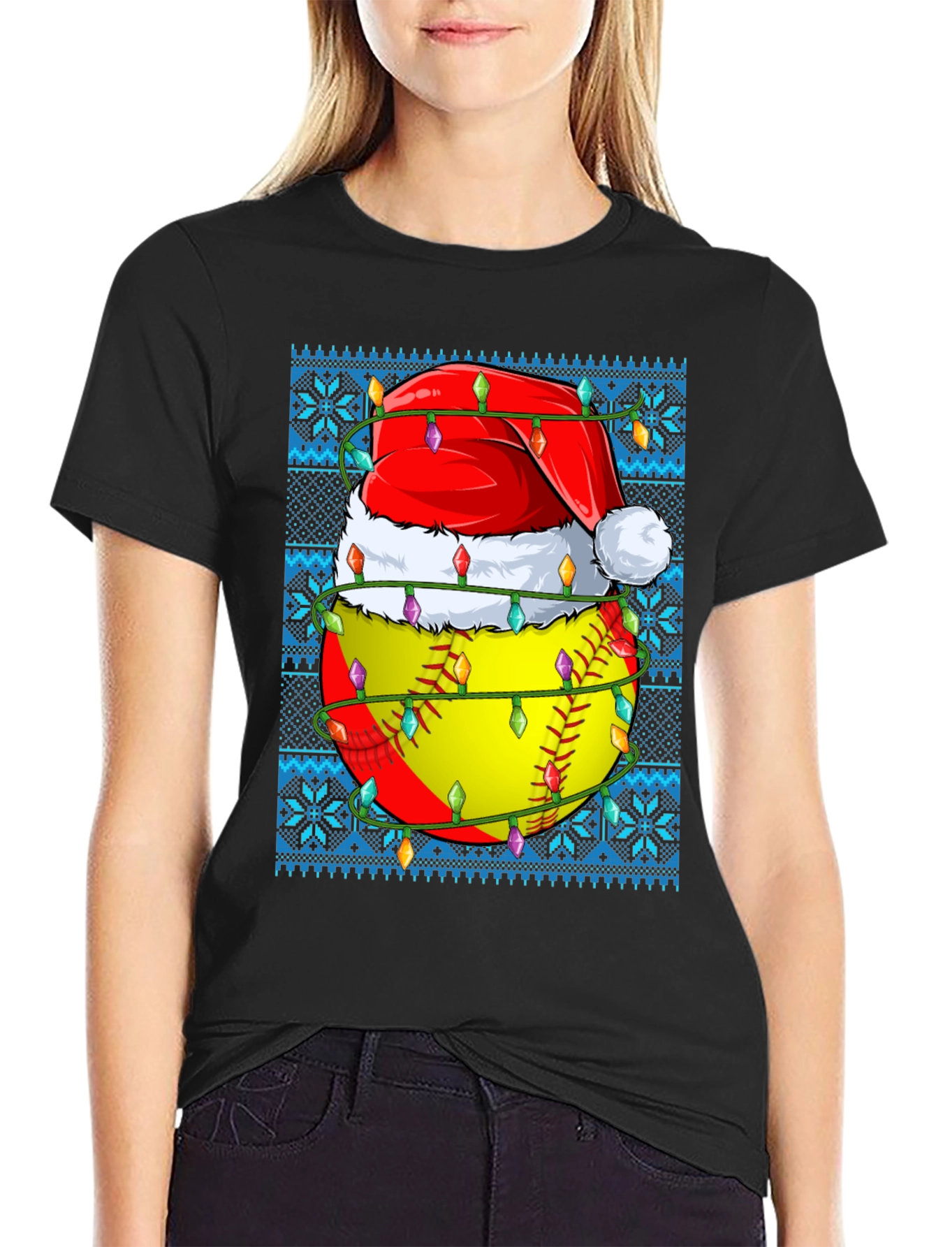 Festive Softball Christmas T-Shirt