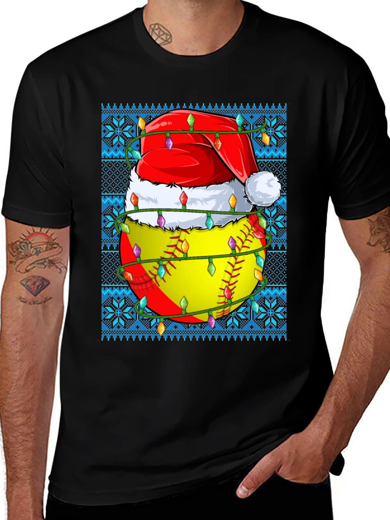 Festive Softball Christmas T-Shirt