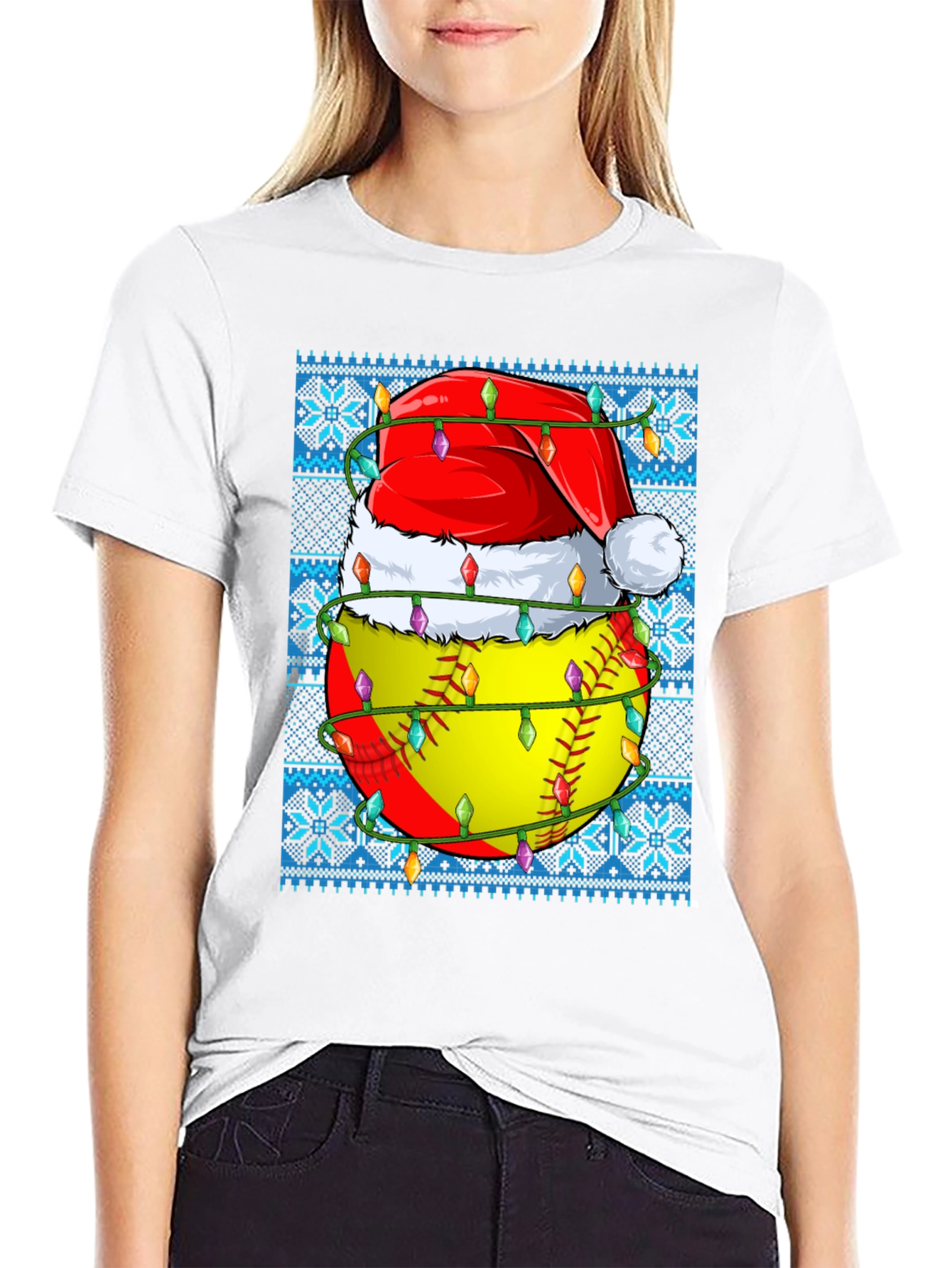 Festive Softball Christmas T-Shirt