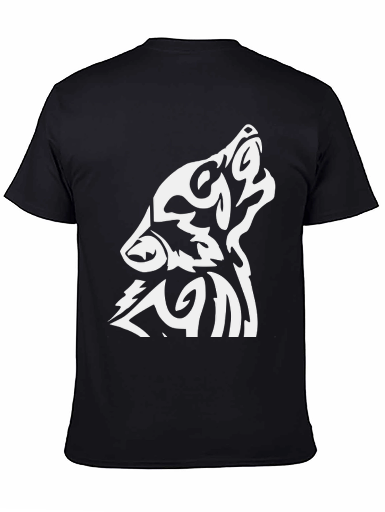 Wolf Tribal Design Black T-Shirt