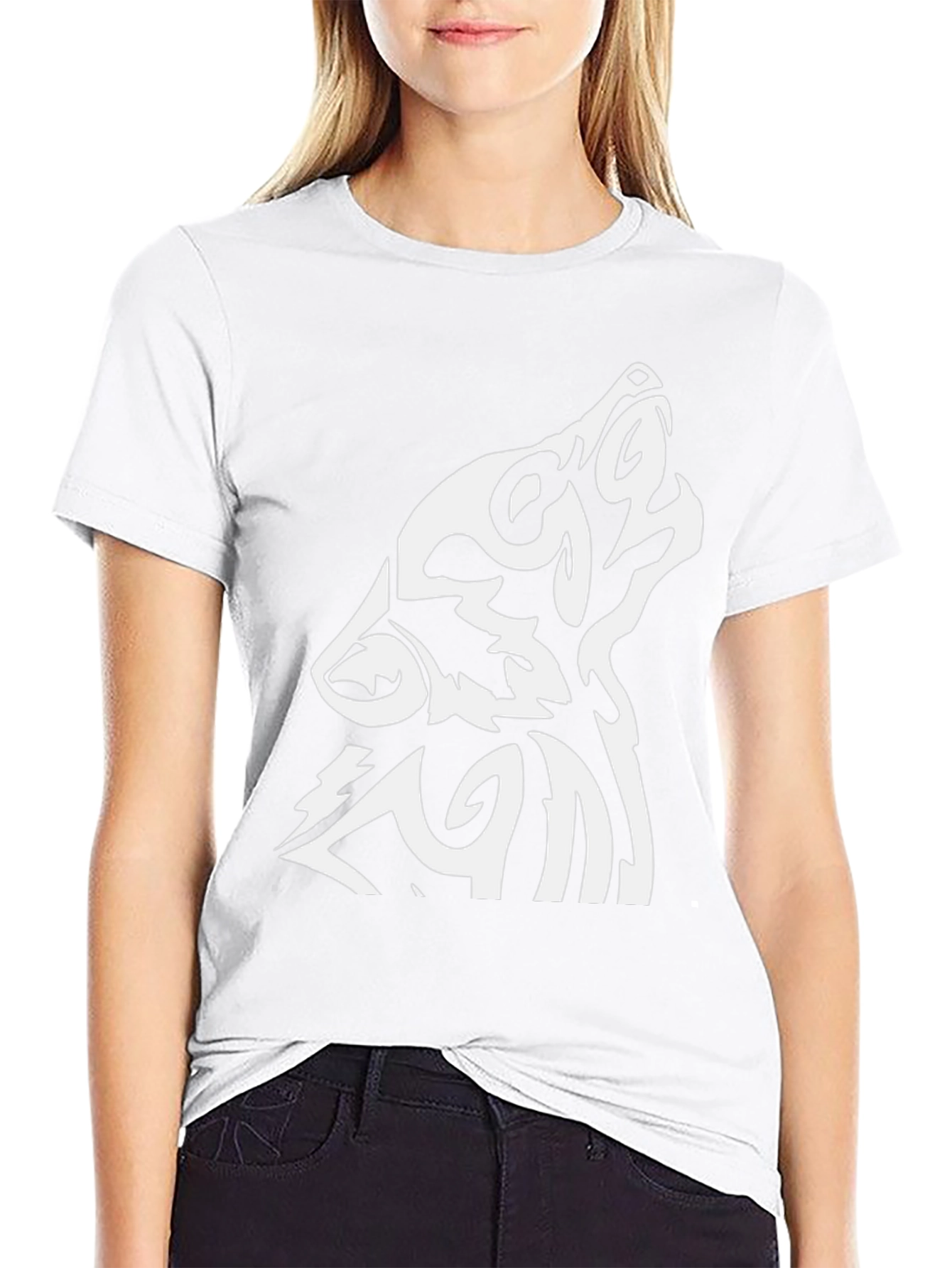 Wolf Tribal Design Black T-Shirt