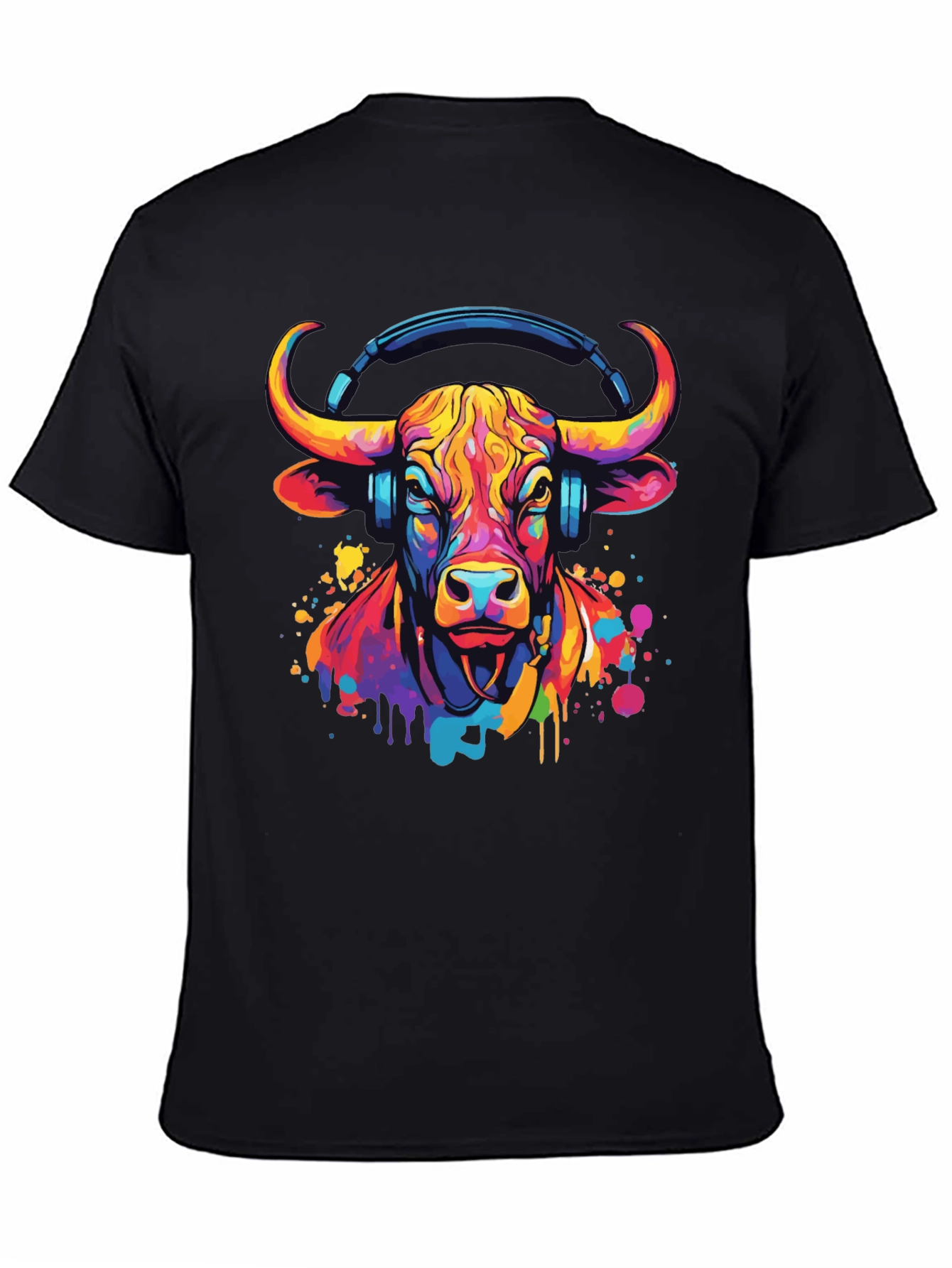 Cool Bull with Headphones Graphic Tee