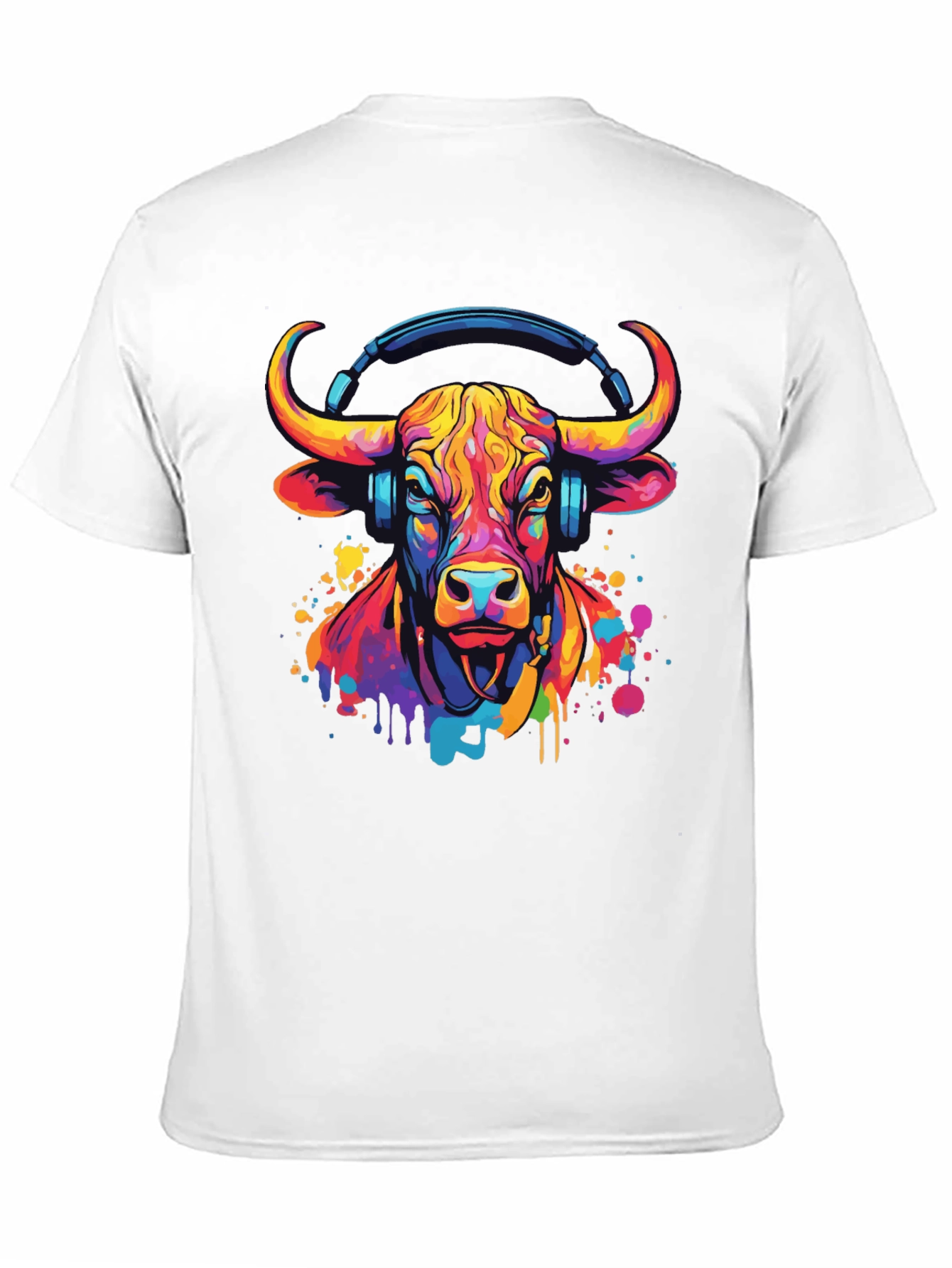 Cool Bull with Headphones Graphic Tee