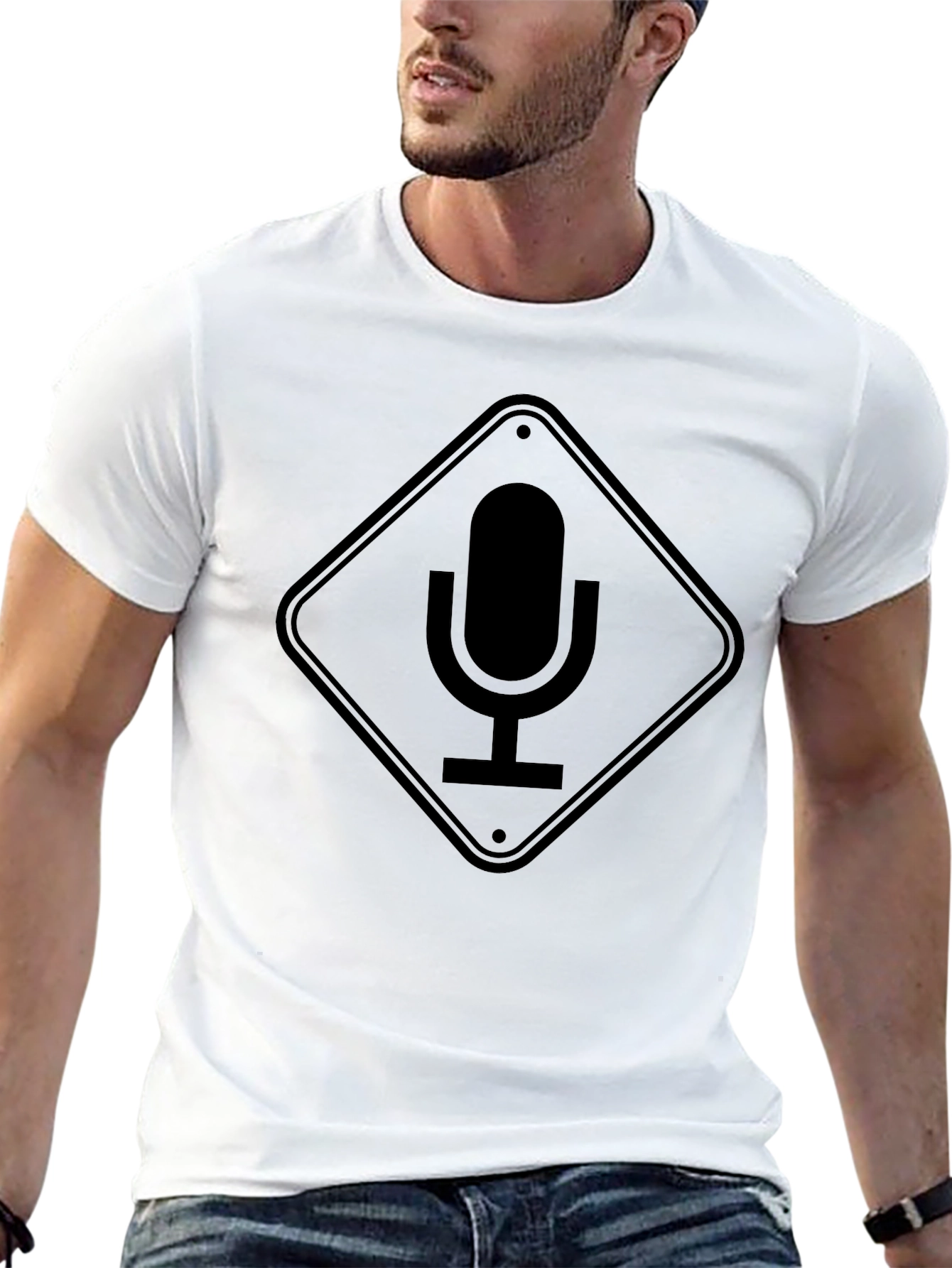 Mic Warning Mens Black T-Shirt - Podcast Ready!