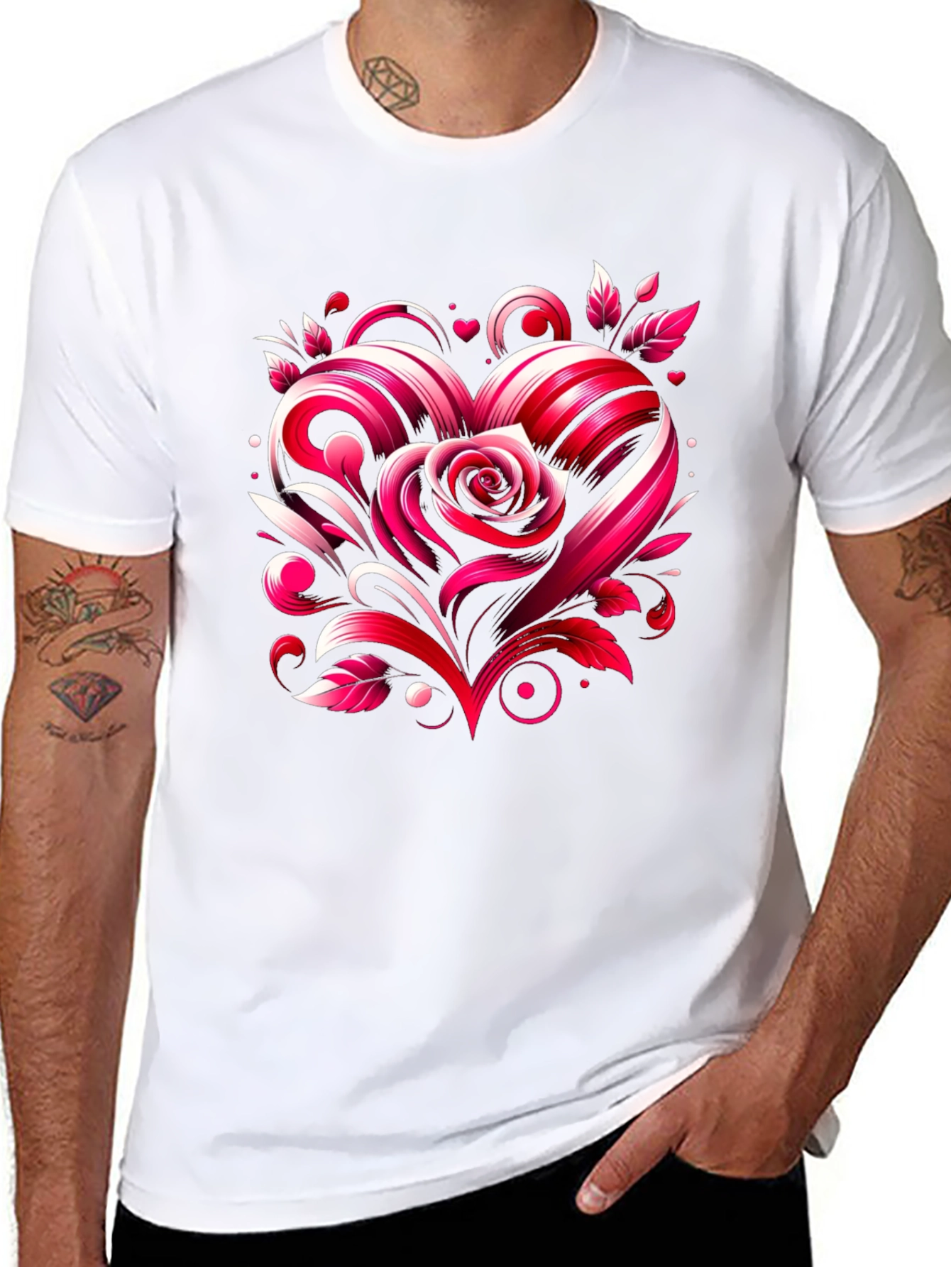Heart Rose Graphic Tee - Valentines Day Shirt