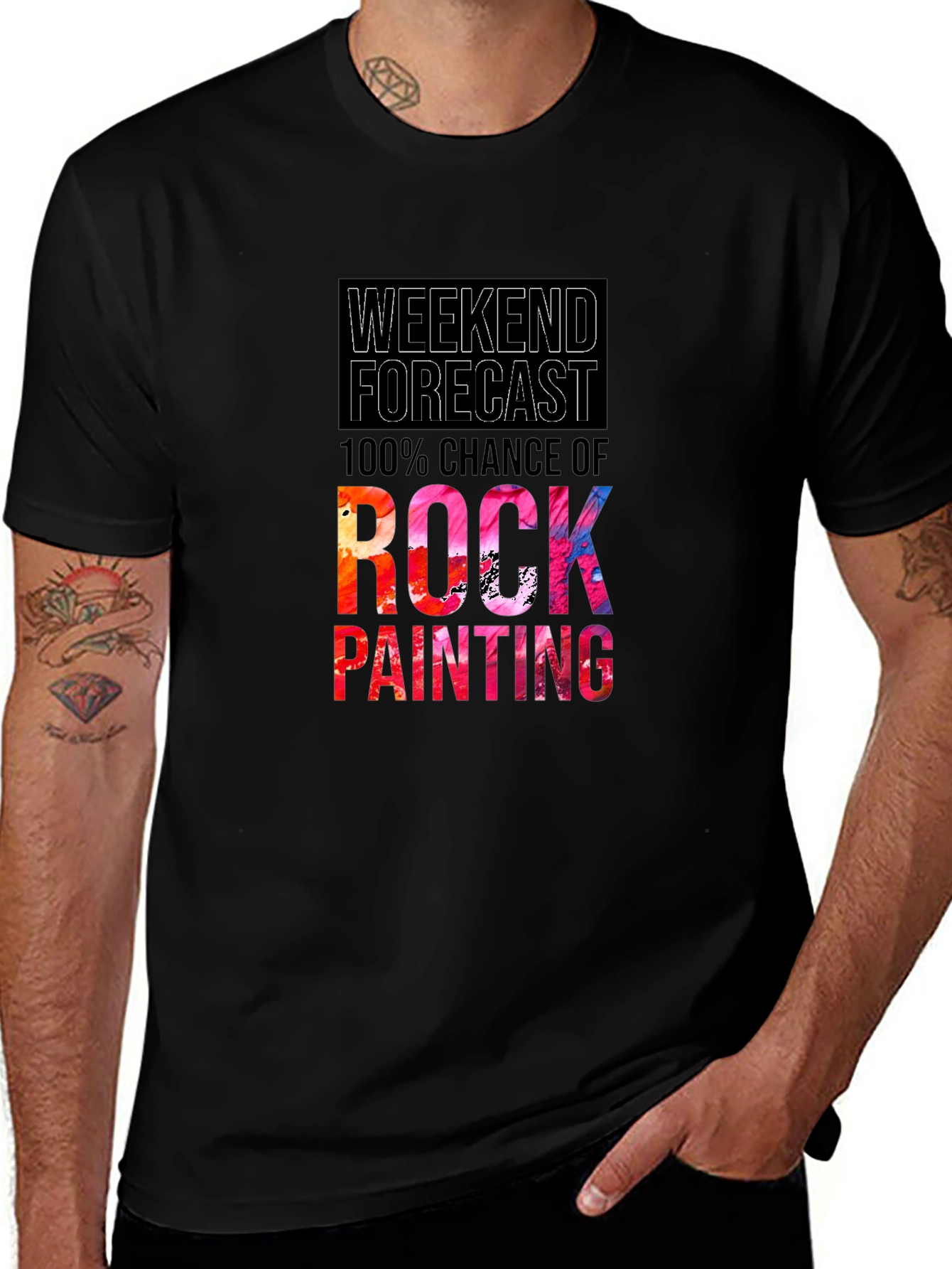 Weekend Forecast Rock Painting T-Shirt