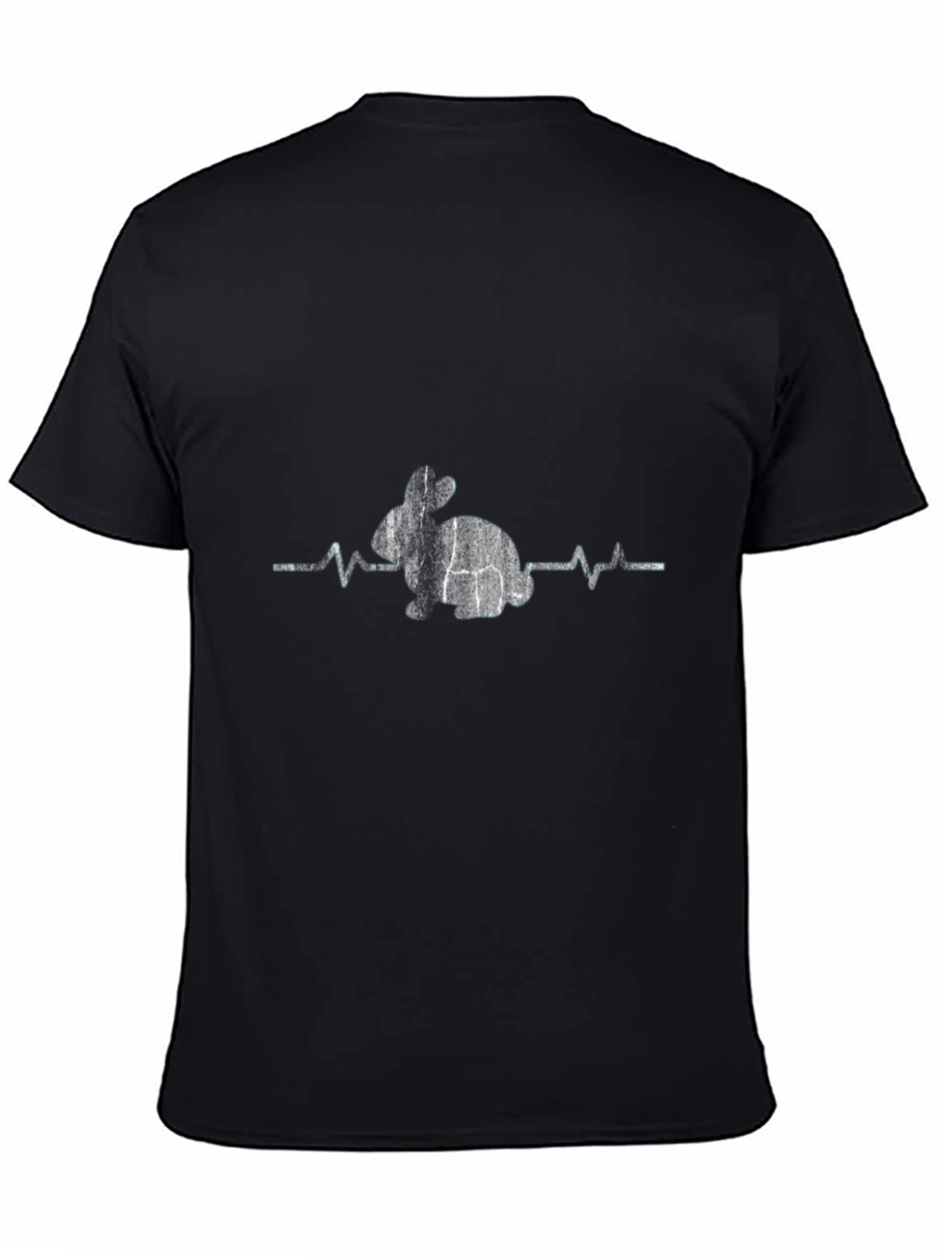 Bunny Heartbeat Graphic Tee - Black Cotton Comfort