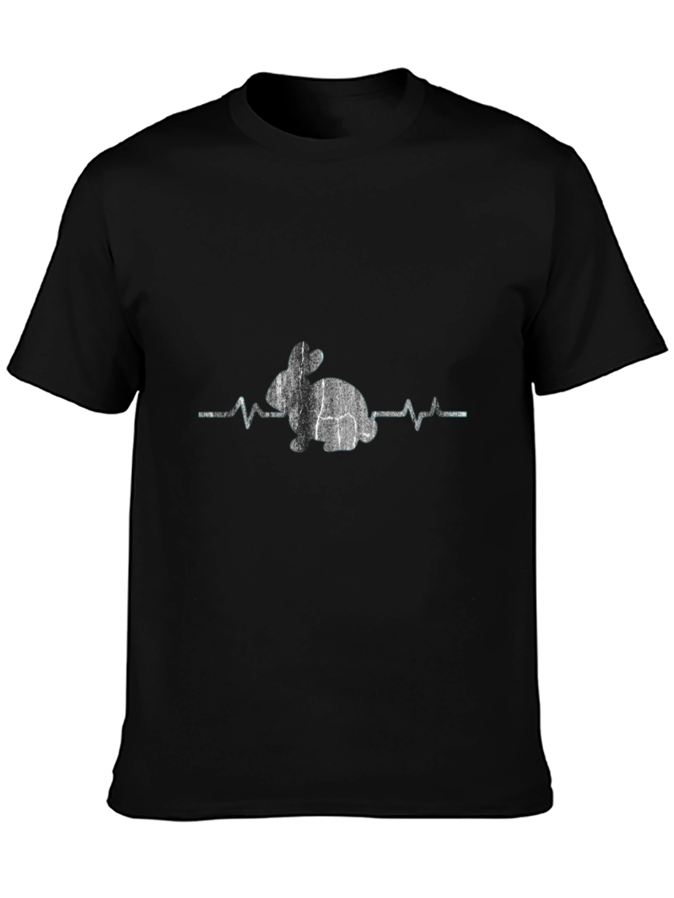 Bunny Heartbeat Graphic Tee - Black Cotton Comfort
