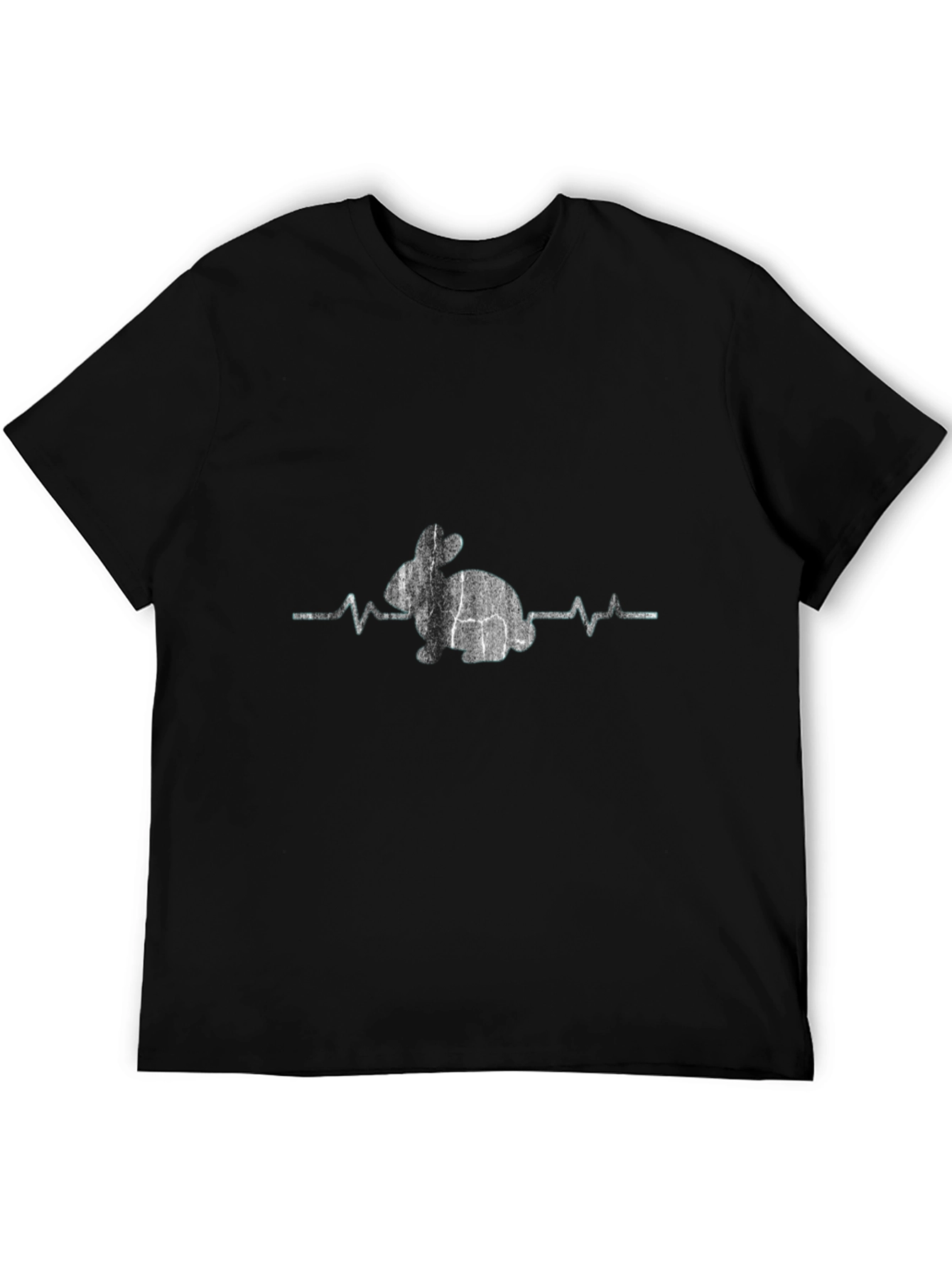 Bunny Heartbeat Graphic Tee - Black Cotton Comfort
