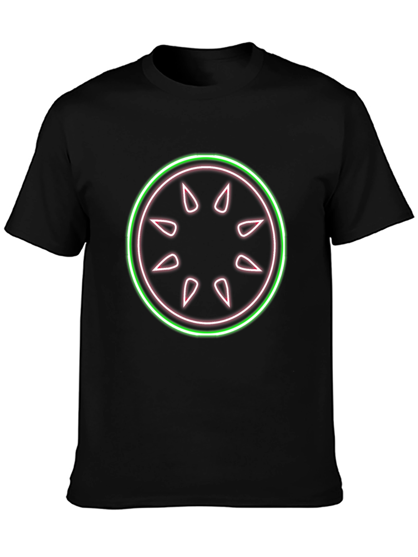 Neon Fruit Slice Graphic Black T-Shirt