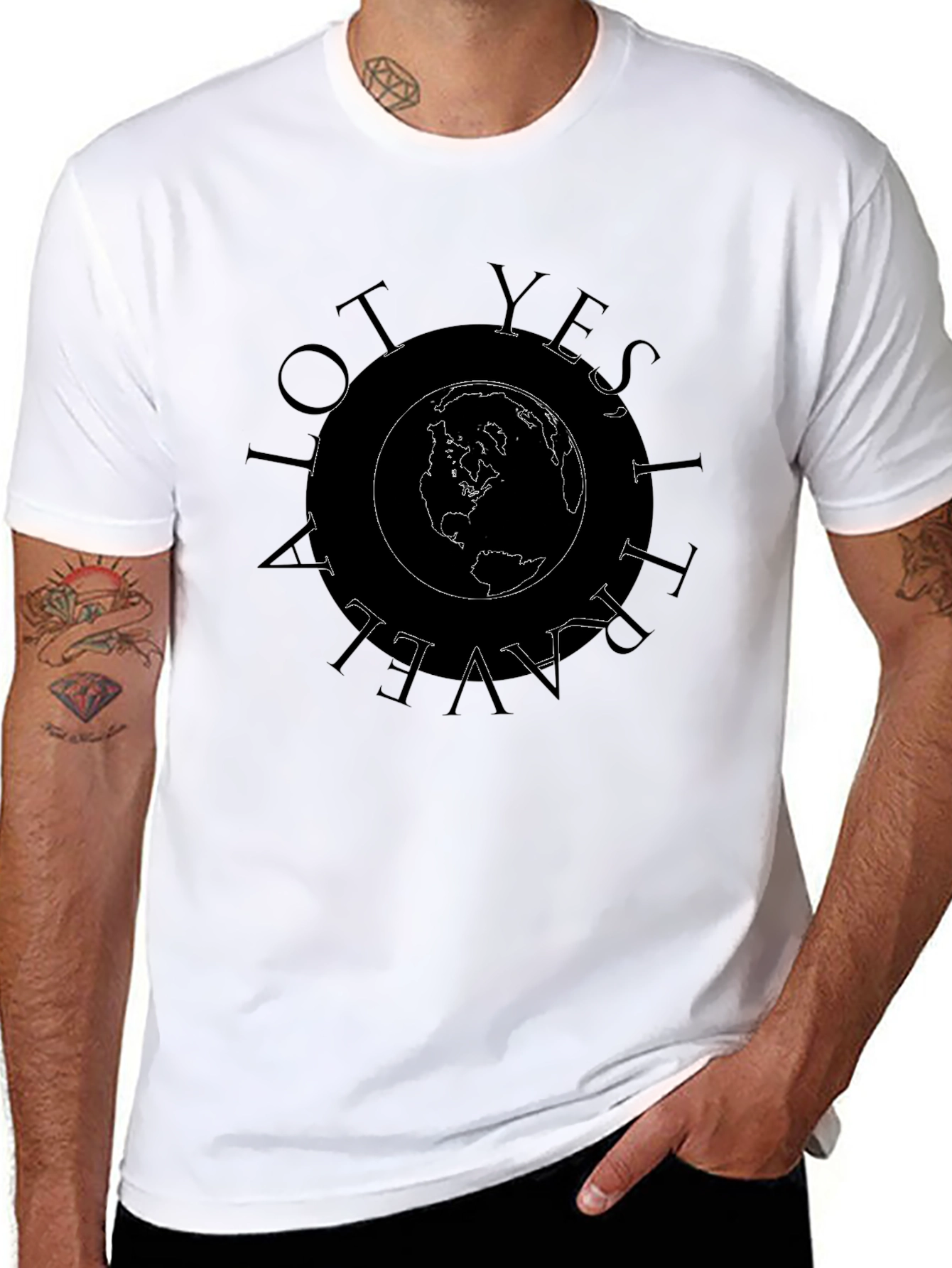 Travel Globe Graphic T-Shirt - Black