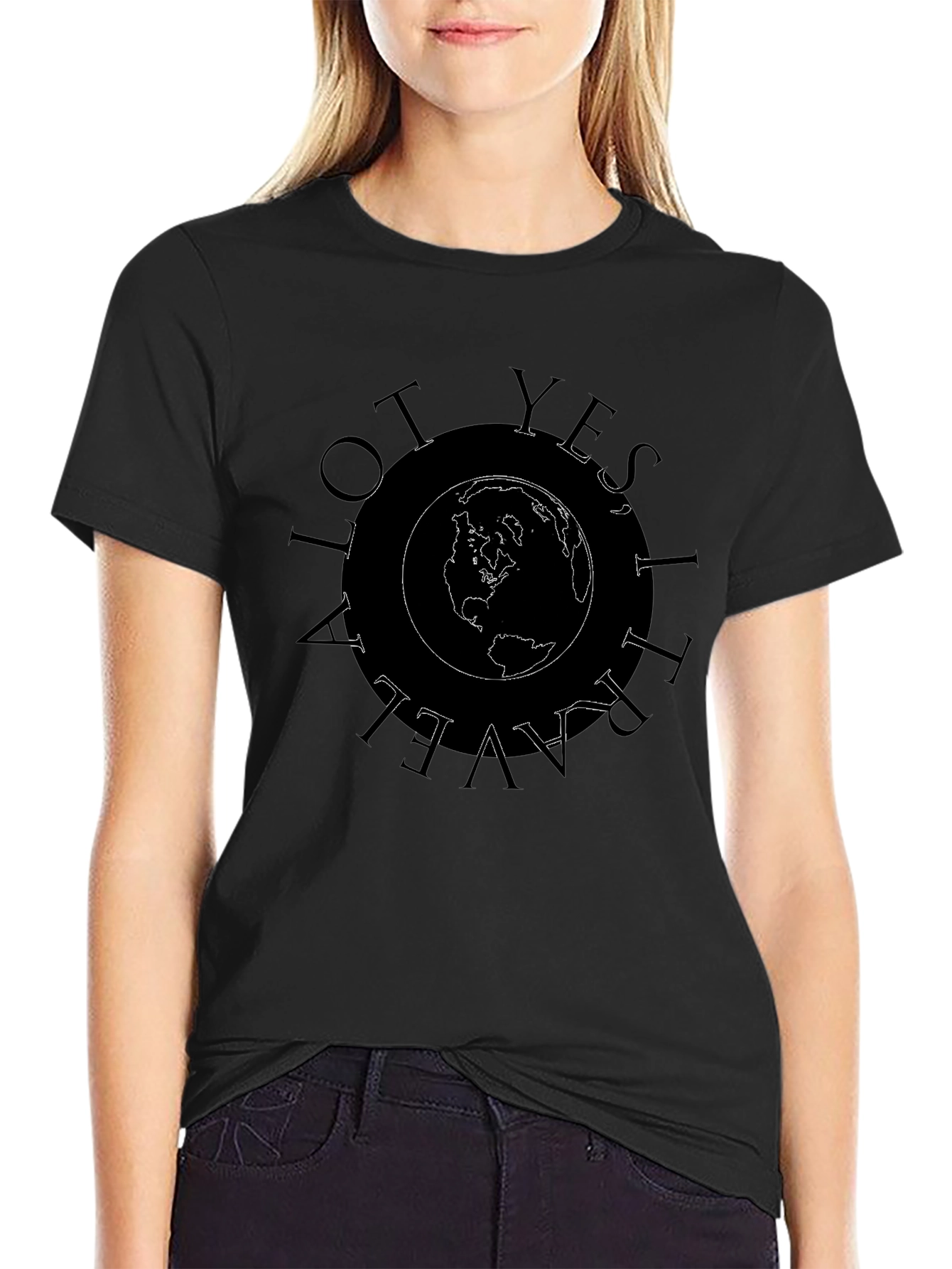 Travel Globe Graphic T-Shirt - Black