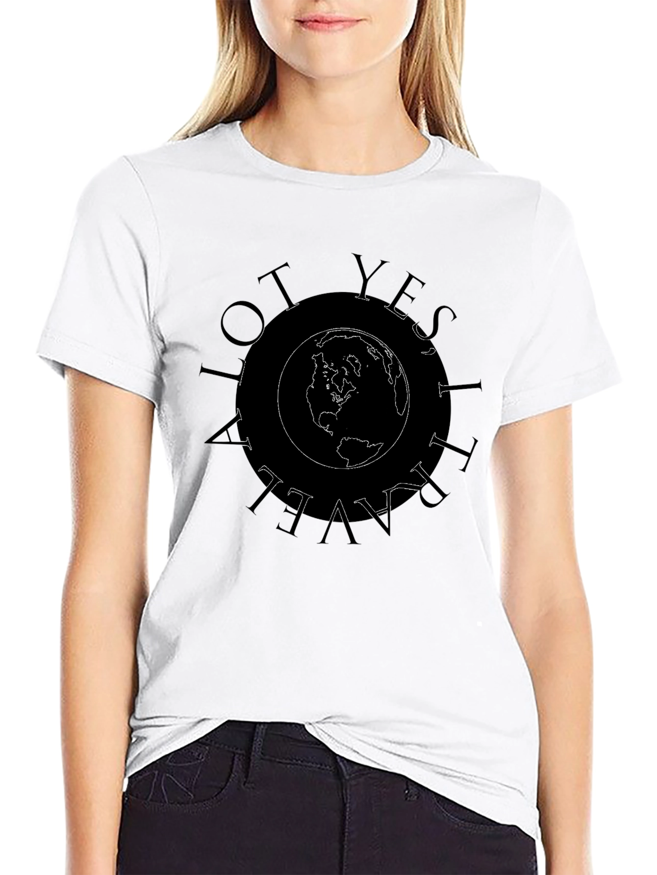 Travel Globe Graphic T-Shirt - Black