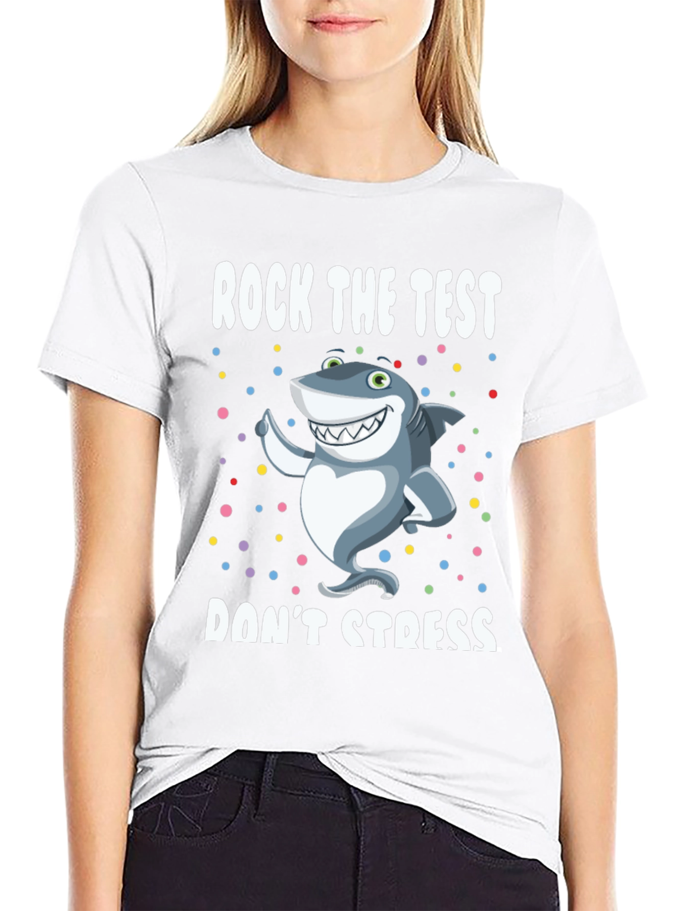 Rock The Test Shark T-Shirt - Dont Stress