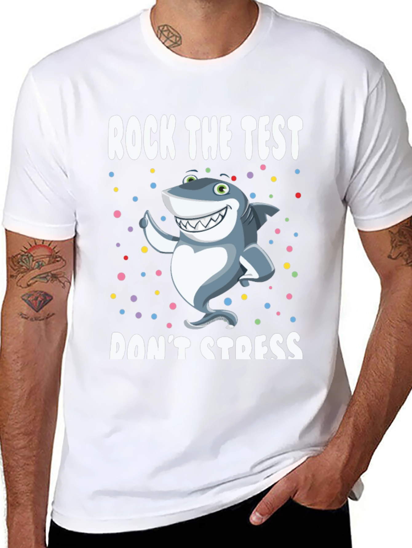 Rock The Test Shark T-Shirt - Dont Stress