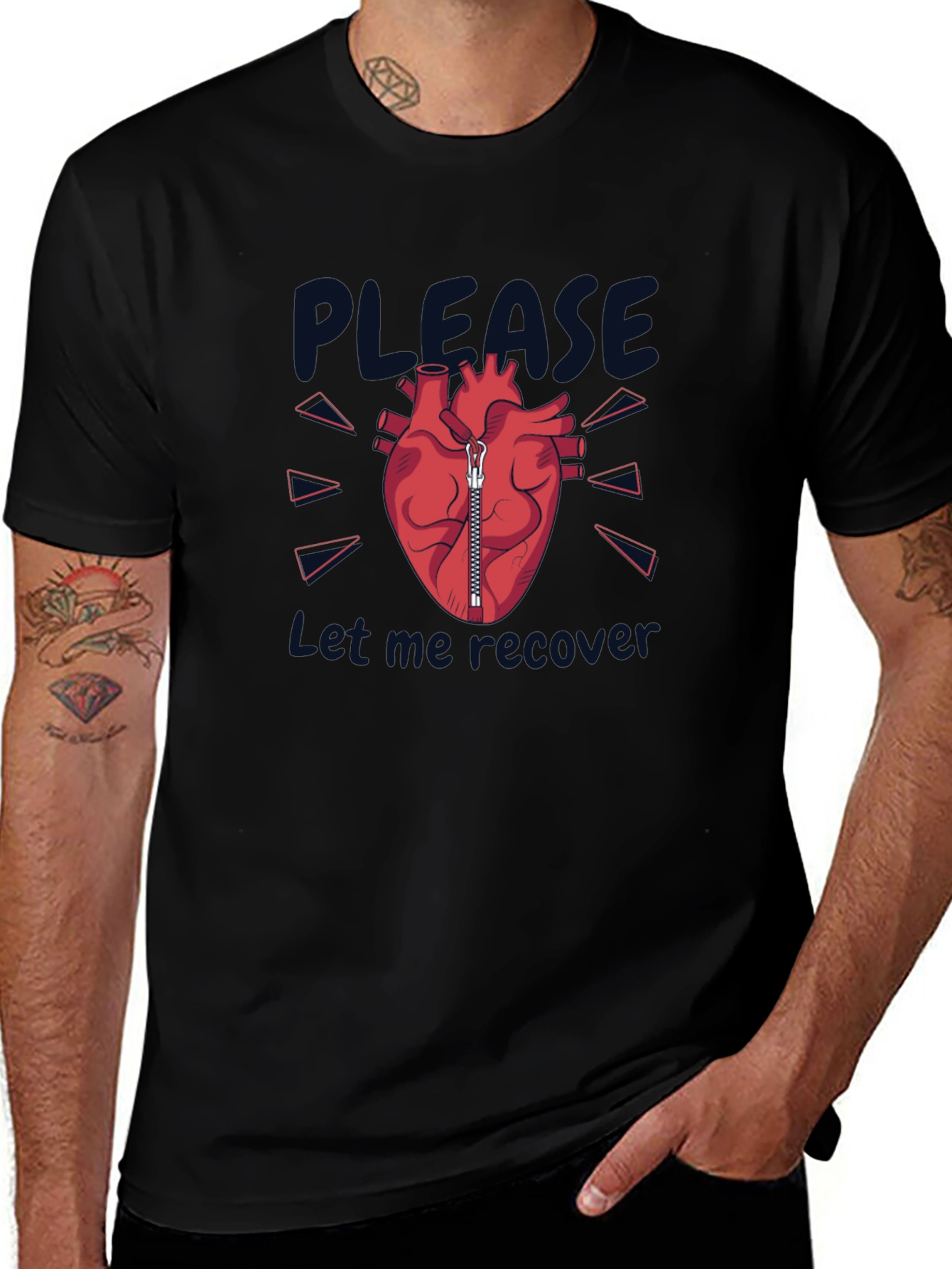 Please Let Me Recover Heart Zipper T-Shirt