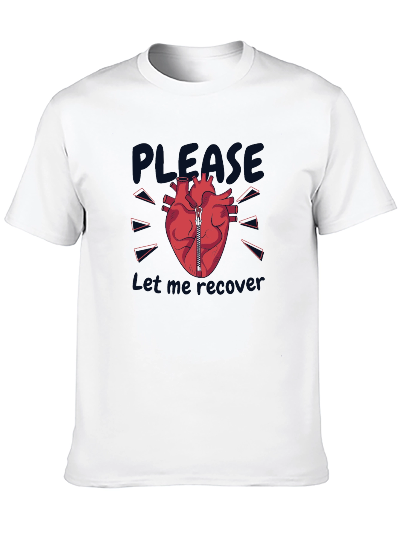 Please Let Me Recover Heart Zipper T-Shirt