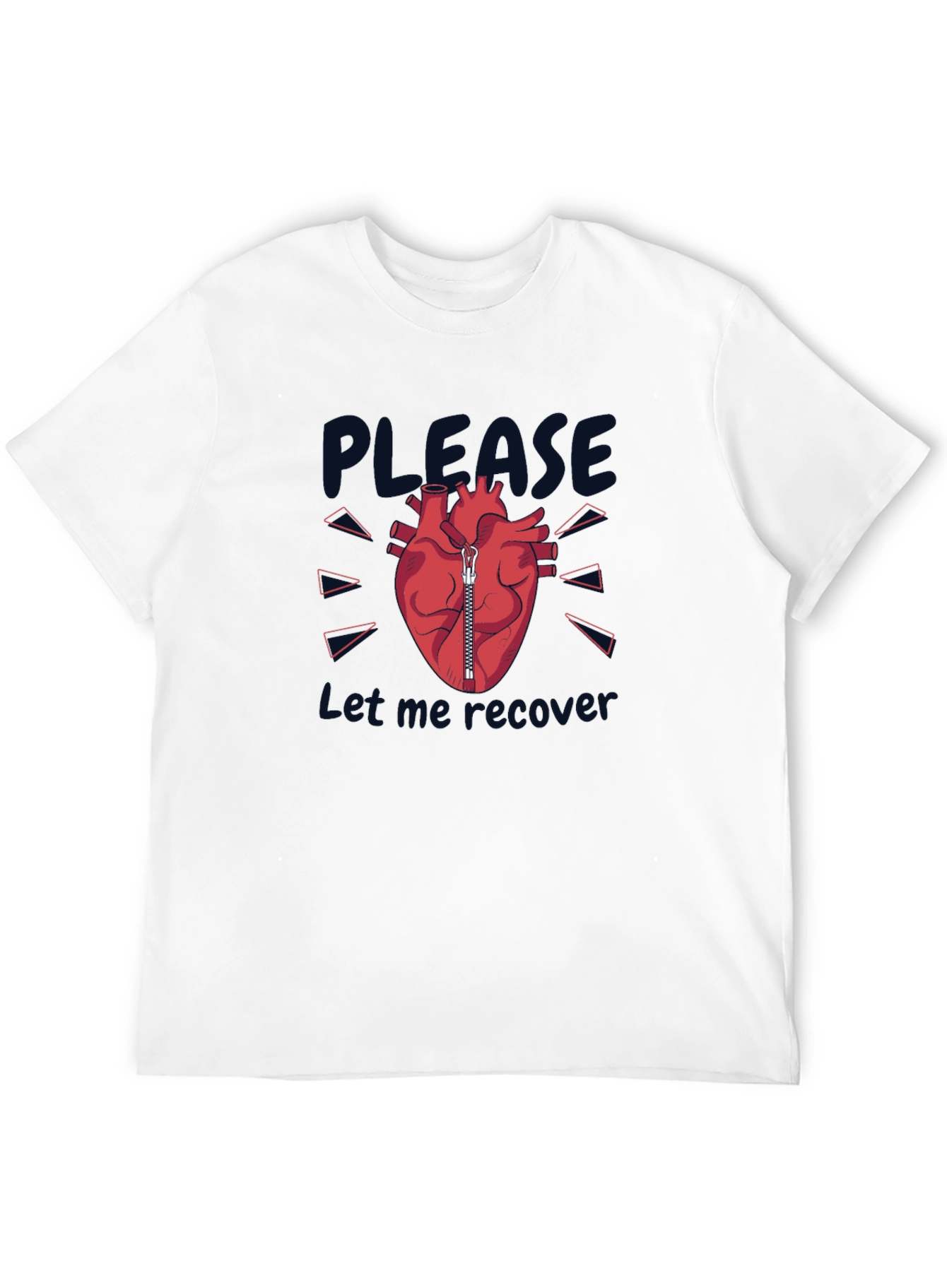 Please Let Me Recover Heart Zipper T-Shirt